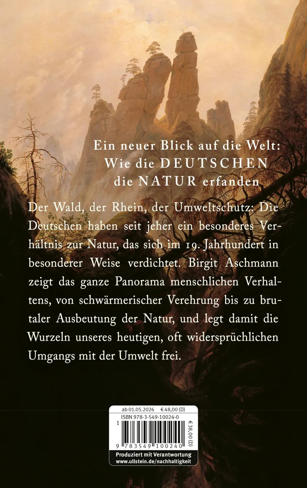 Buchrückseite von 'Die Deutschen und die Natur' mit Klappentext - Gebundene Ausgabe