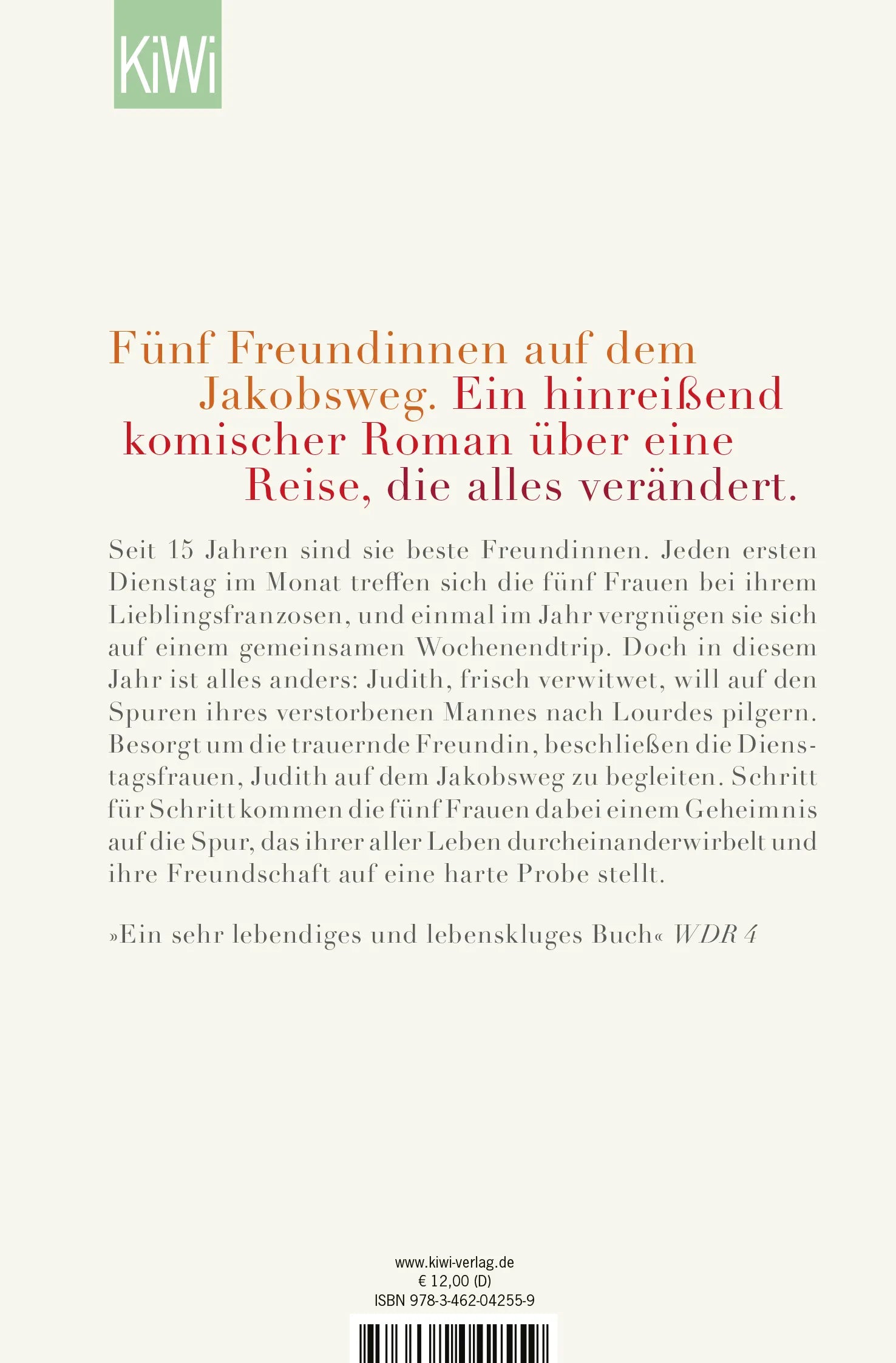 Buchrückseite von 'Die Dienstagsfrauen' mit Klappentext - Taschenbuch