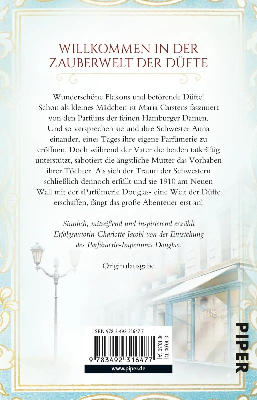Buchrückseite von 'Die Douglas-Schwestern' mit Klappentext - Taschenbuch