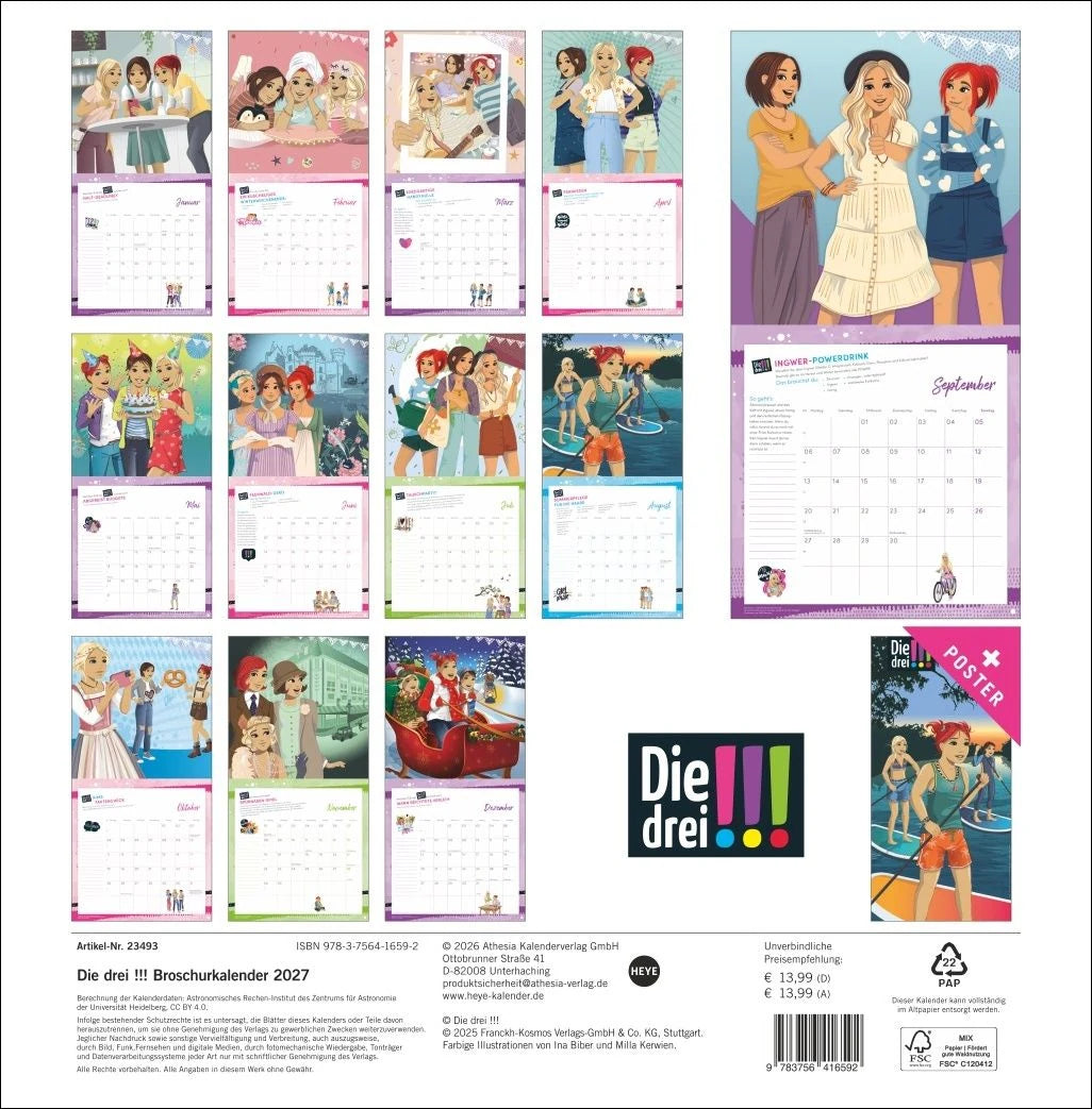 Die drei !!! Broschurkalender 2027 – Ansicht