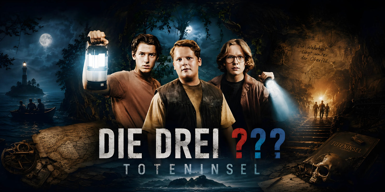 Die drei ??? Toteninsel DVD vorbestellen mit Justus, Peter und Bob auf geheimnisvoller Insel