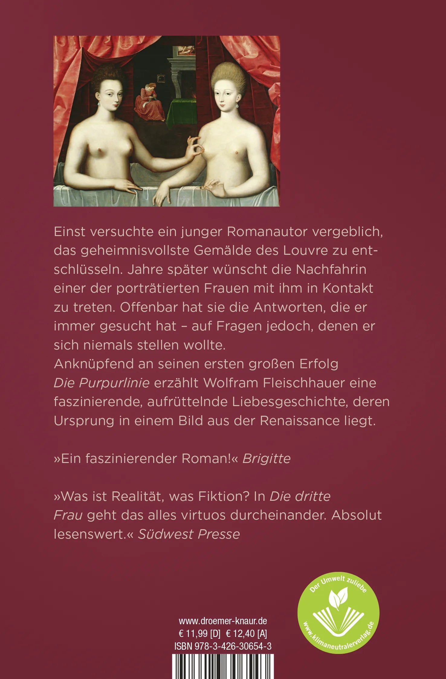 Buchrückseite von 'Die dritte Frau' mit Klappentext - Taschenbuch