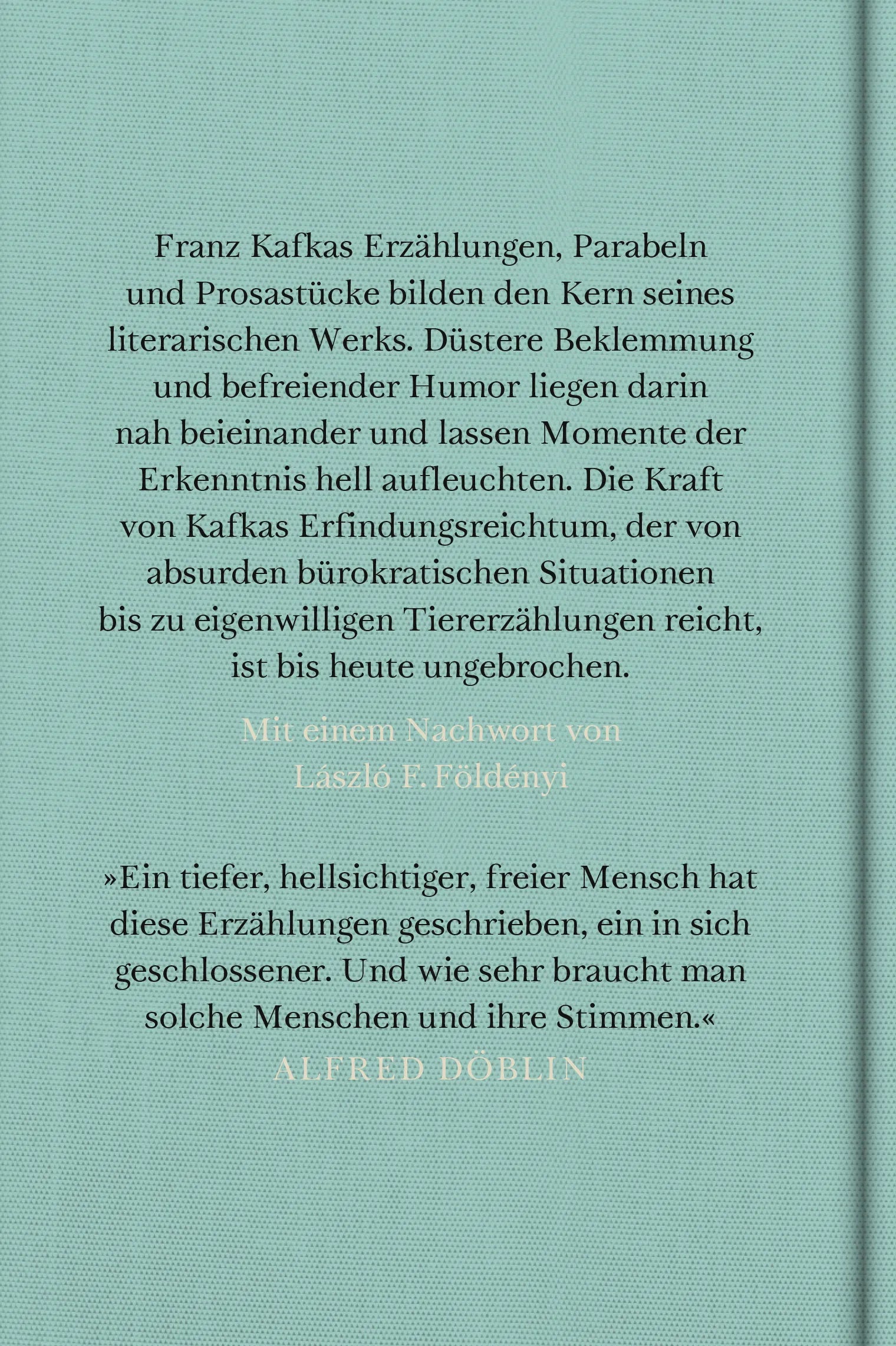 Buchrückseite von 'Die Erzählungen' mit Klappentext - Gebundene Ausgabe