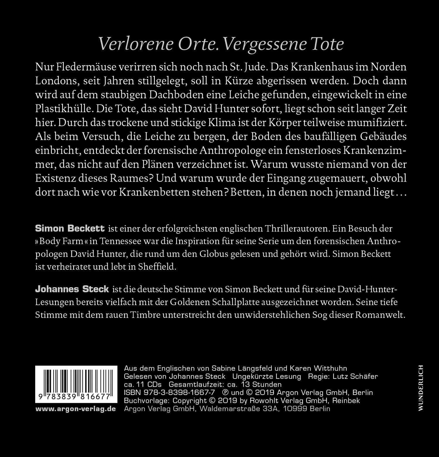 Buchrückseite von 'Die ewigen Toten' mit Klappentext - Hörbuch (CD)
