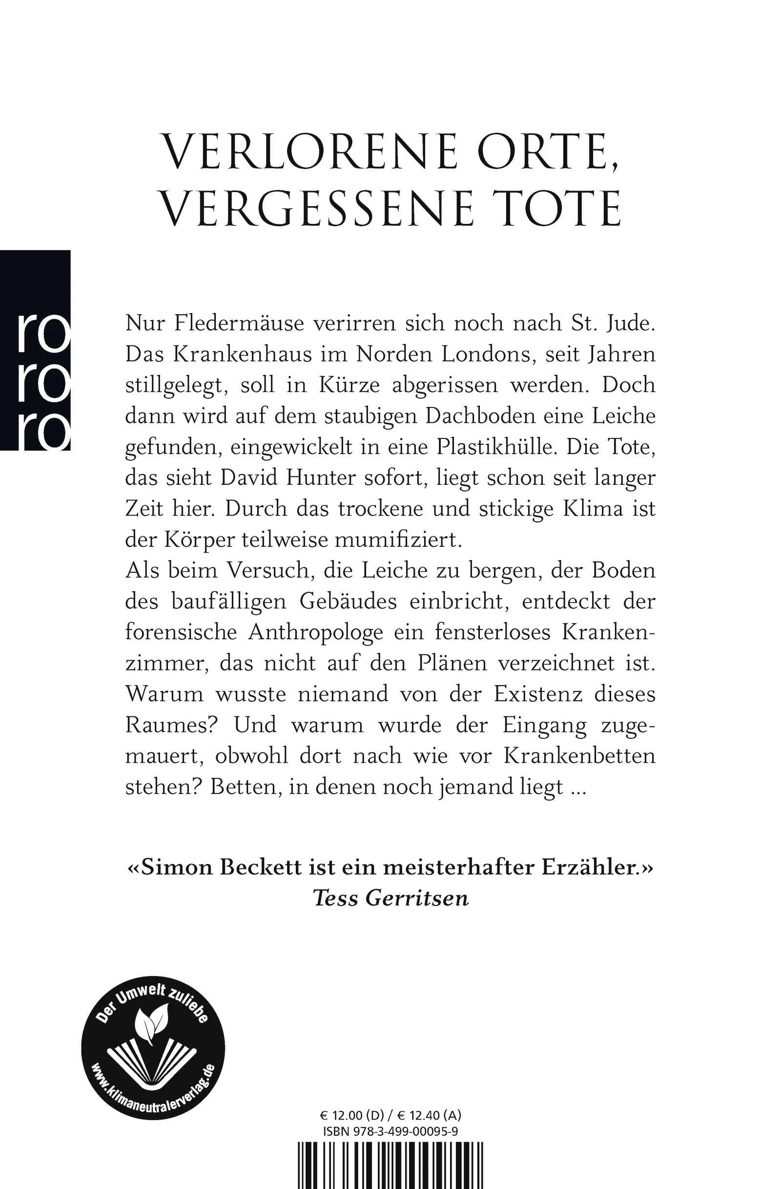Buchrückseite von 'Die ewigen Toten' mit Klappentext - Taschenbuch