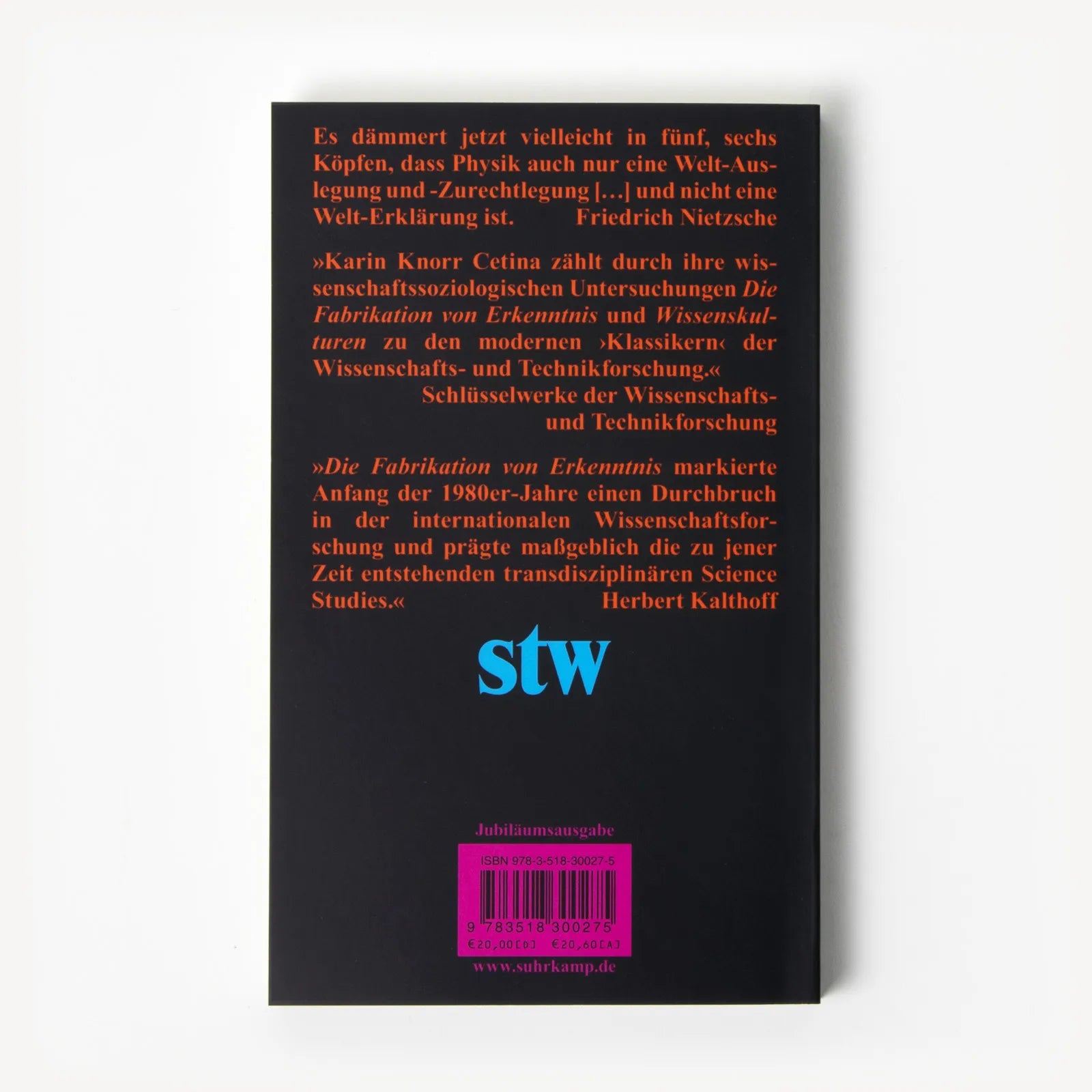 Buchrückseite von 'Die Fabrikation von Erkenntnis' mit Klappentext - Taschenbuch