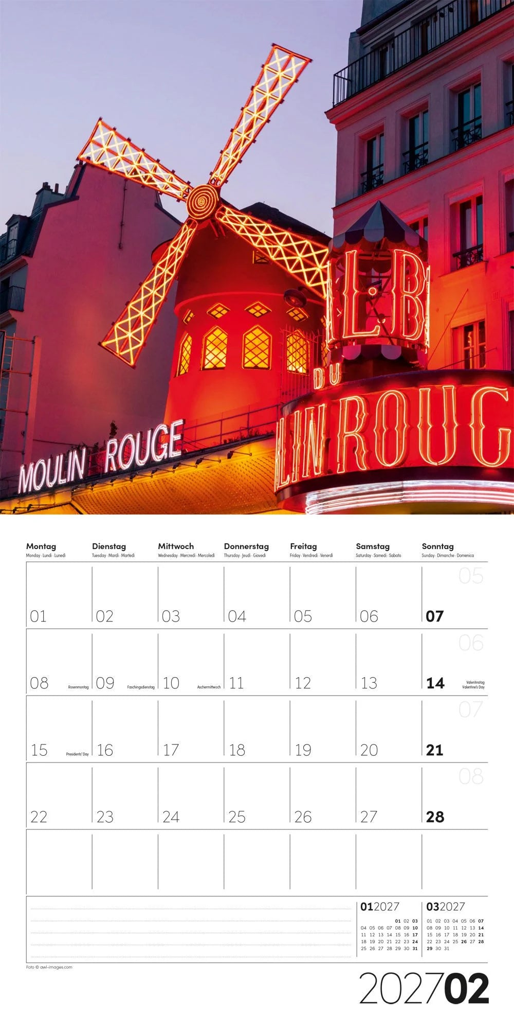 Die Farbe Rot Kalender 2027 - 30x30 - Art12 – Ansicht
