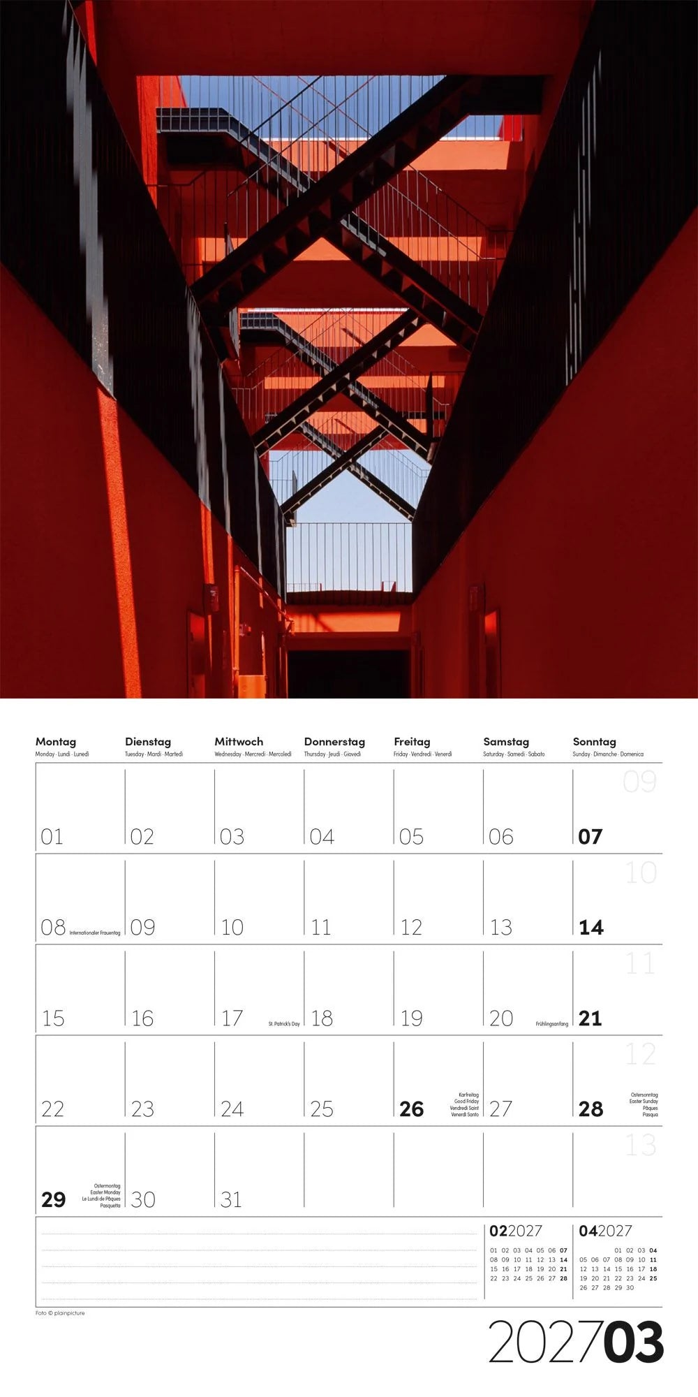 Die Farbe Rot Kalender 2027 - 30x30 - Art12 – Ansicht