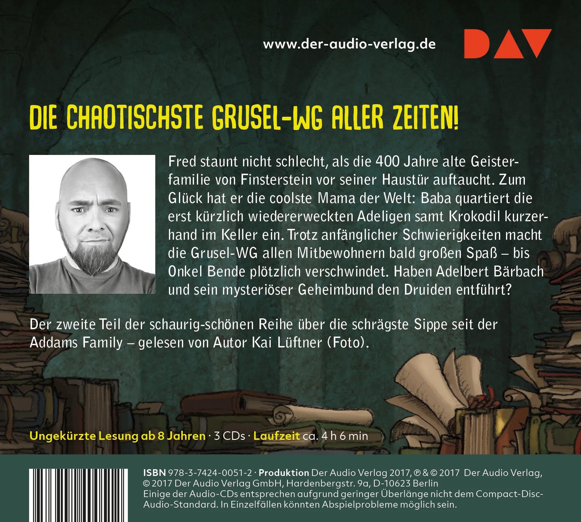 Buchrückseite von 'Die Finstersteins – Teil 2: Einfach nicht totzukriegen' mit Klappentext - Hörbuch (CD)