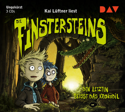 Buchcover von 'Die Finstersteins – Teil 3: Den Letzten beißt das Krokodil!' - Hörbuch (CD) von Kai Lüftner