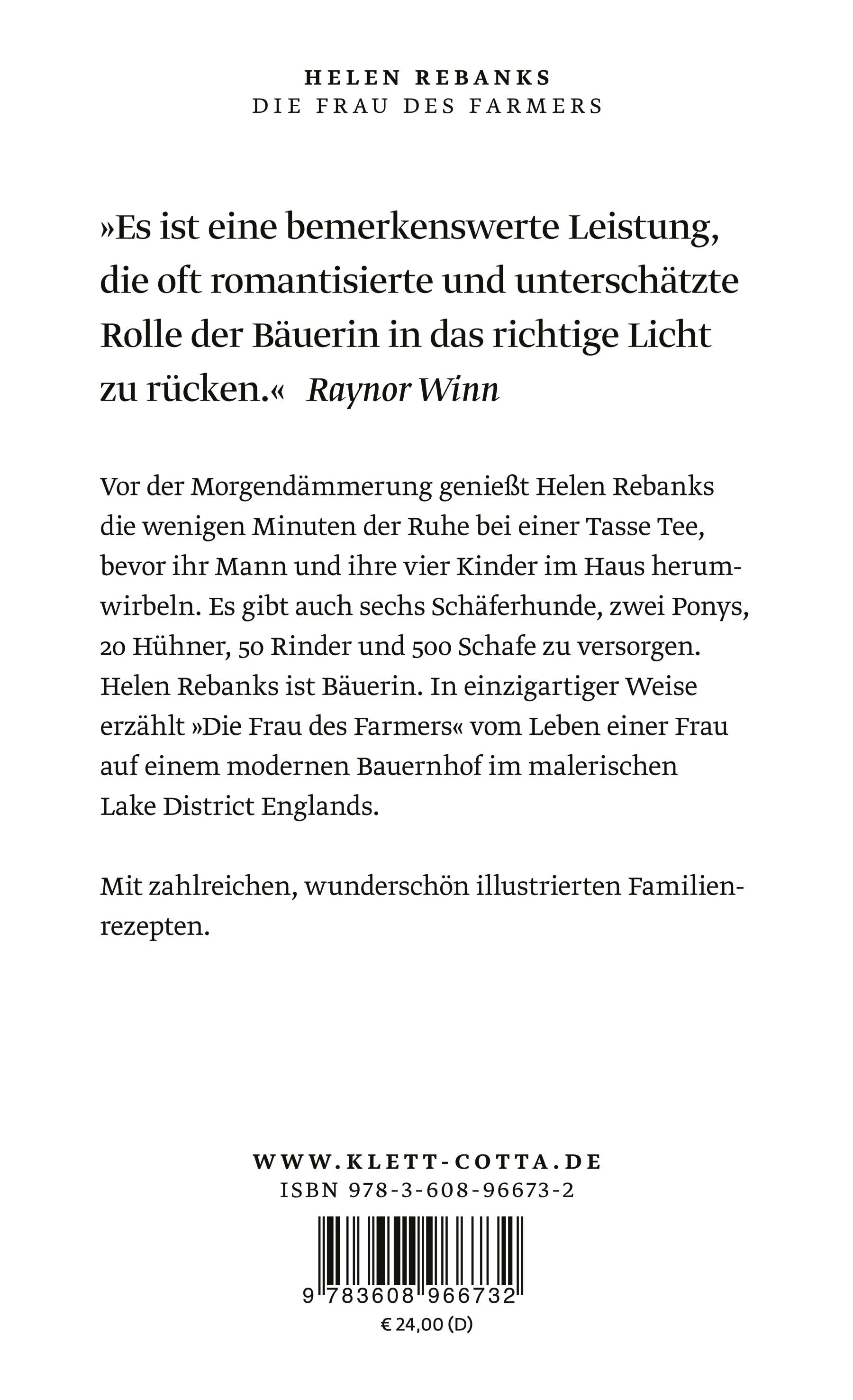 Buchrückseite von 'Die Frau des Farmers' mit Klappentext - Gebundene Ausgabe