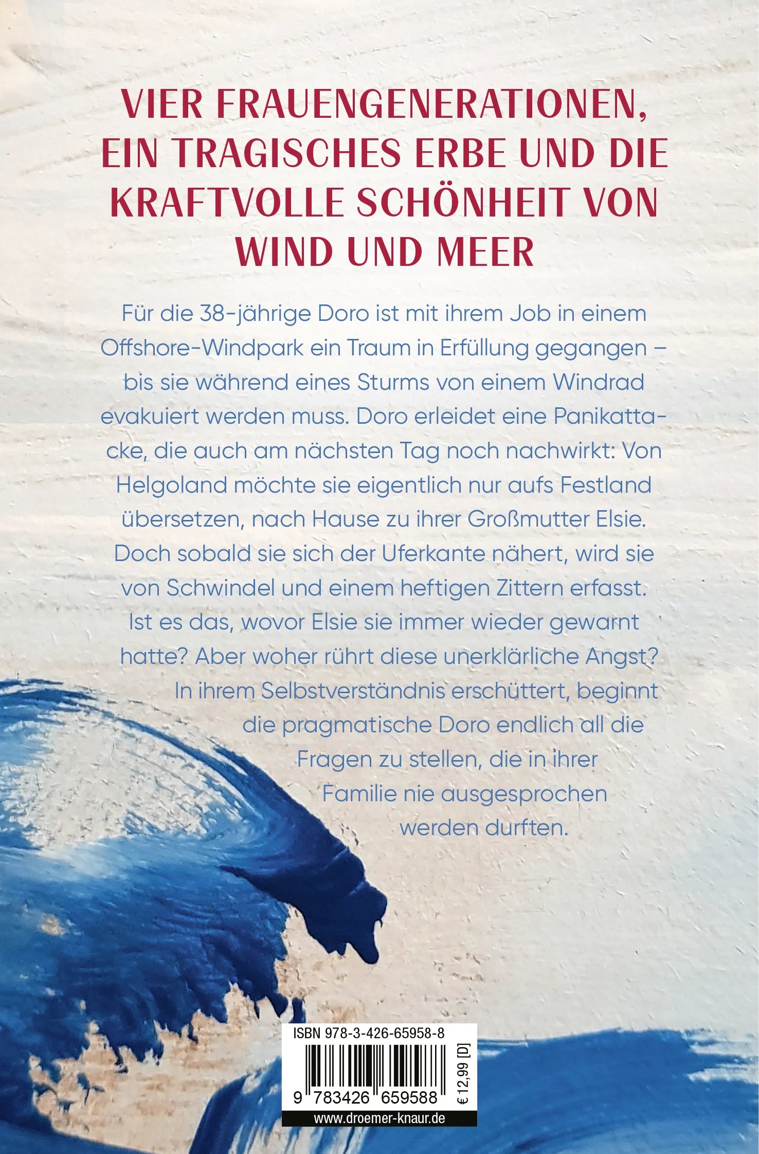 Buchrückseite von 'Die Frauen von Helgoland. Windflüchterin' mit Klappentext - Taschenbuch