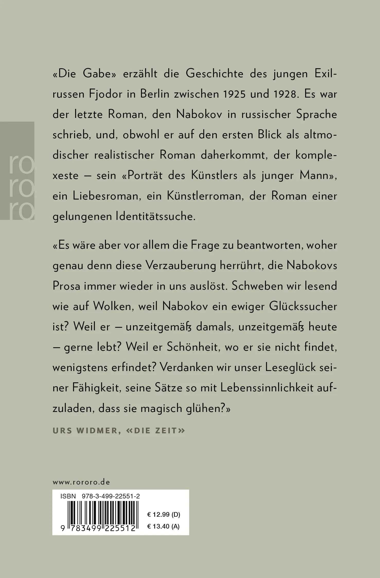Buchrückseite von 'Die Gabe' mit Klappentext - Taschenbuch