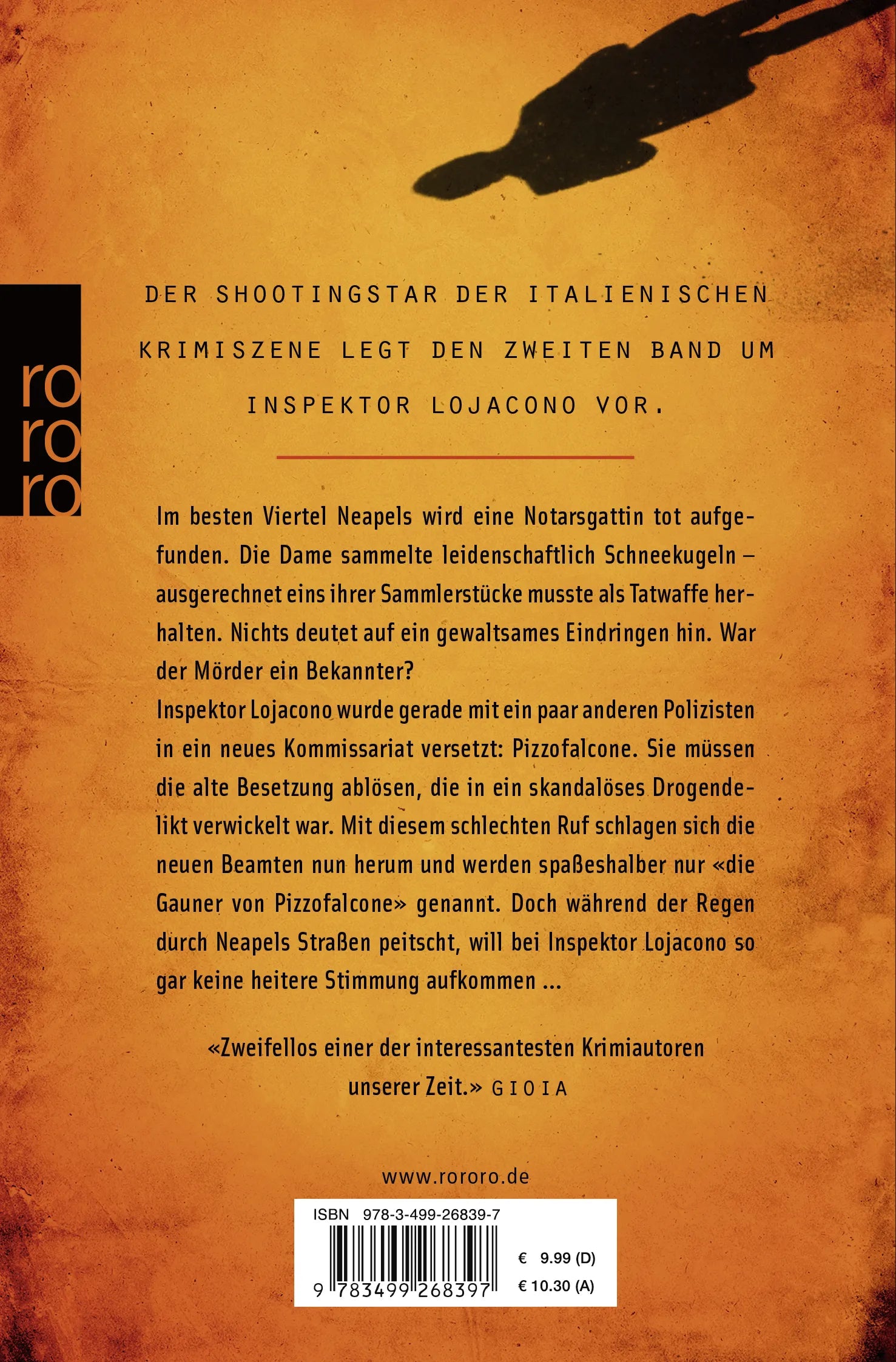 Buchrückseite von 'Die Gauner von Pizzofalcone: Lojacono ermittelt in Neapel' mit Klappentext - Taschenbuch