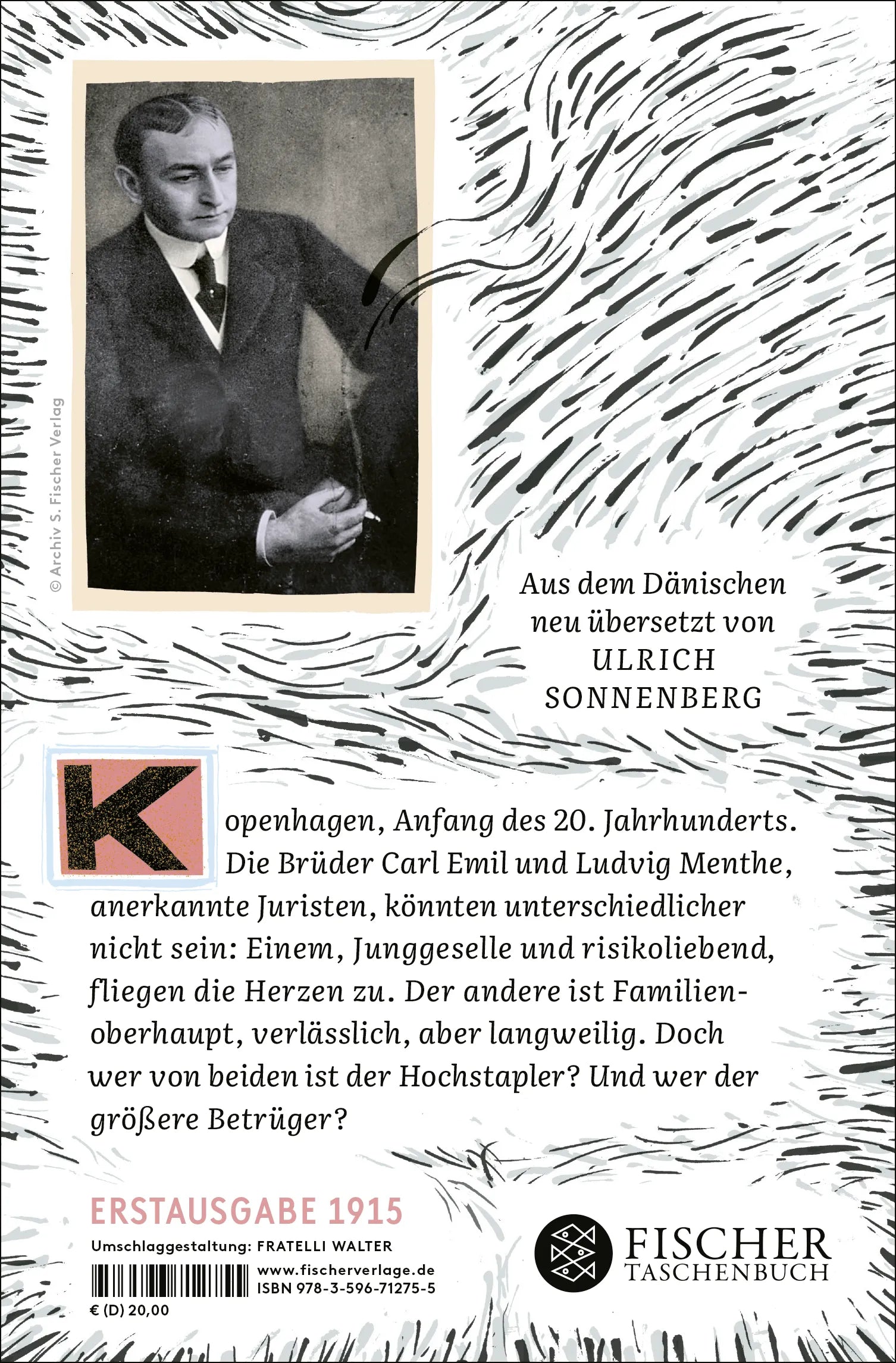 Buchrückseite von 'Die Gebrüder Menthe' mit Klappentext - Gebundene Ausgabe