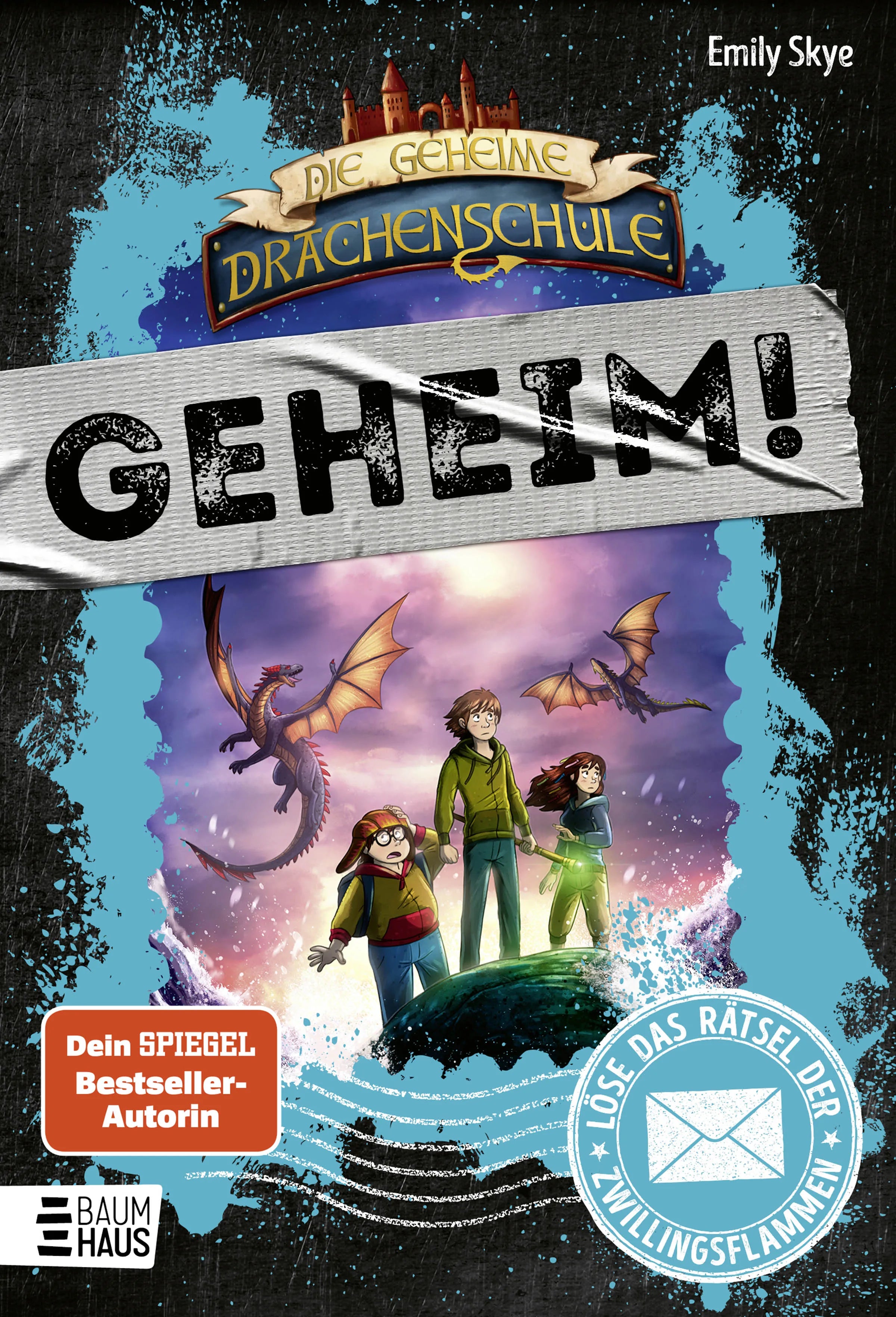 Buchcover von 'Die geheime Drachenschule: Löse das Rätsel der Zwillingsflammen' - Gebundene Ausgabe von Emily Skye
