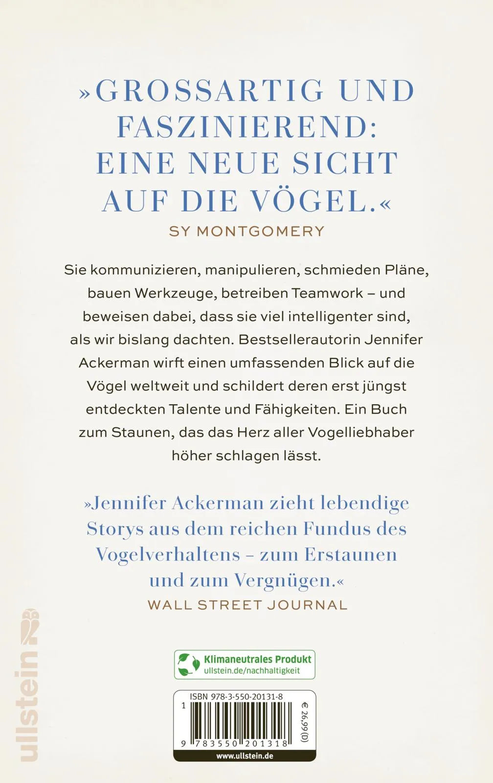 Buchrückseite von 'Die geheime Welt der Vögel' mit Klappentext - Gebundene Ausgabe