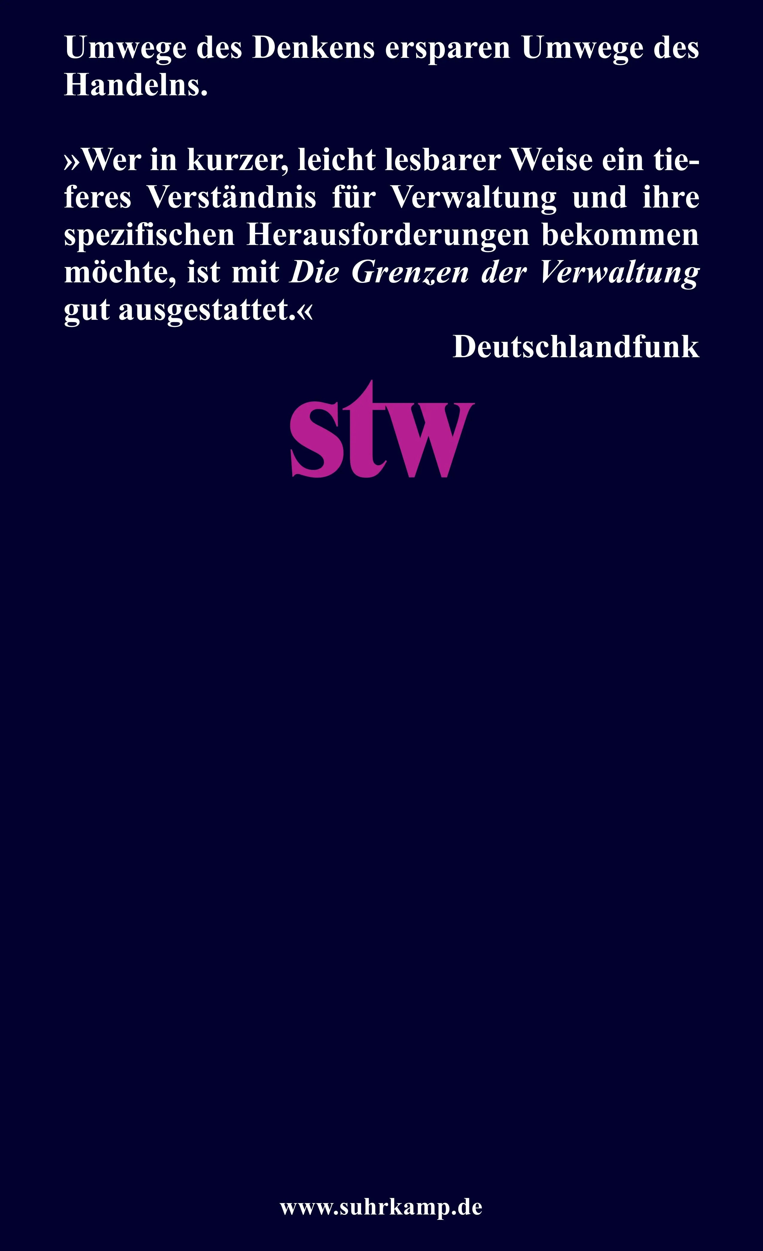 Rückseite: Die Grenzen der Verwaltung (Taschenbuch)