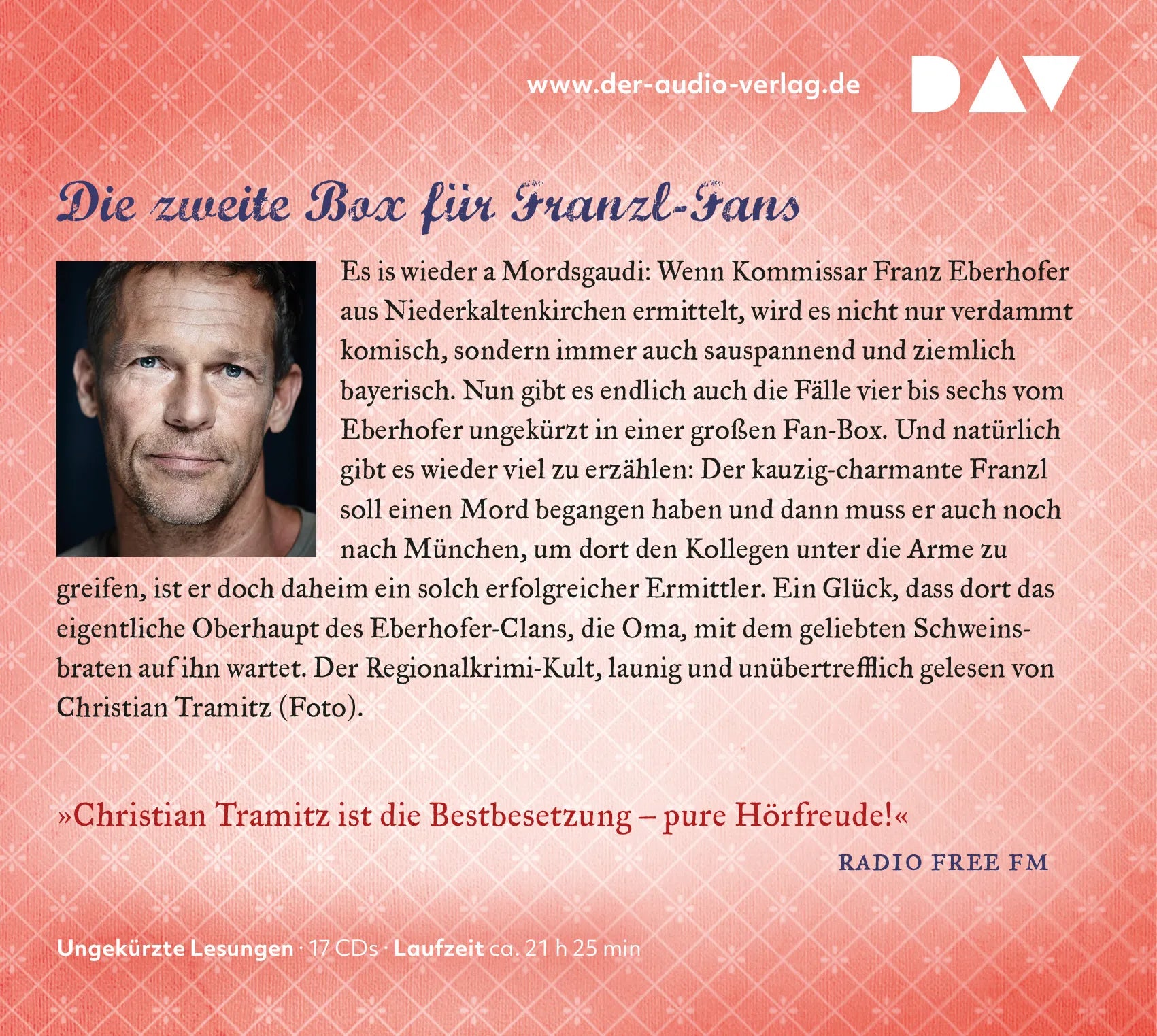 Buchrückseite von 'Die große Franz-Eberhofer-Box 2' mit Klappentext - Hörbuch (CD)