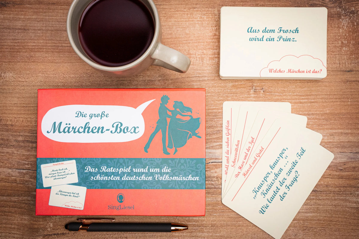 Die große Märchen-Quiz-Box für Senioren. Das Spiel rund um bekannte Märchen für Senioren. Auch mit Demenz. Spiele Box mit 100 Karten. – Ansicht