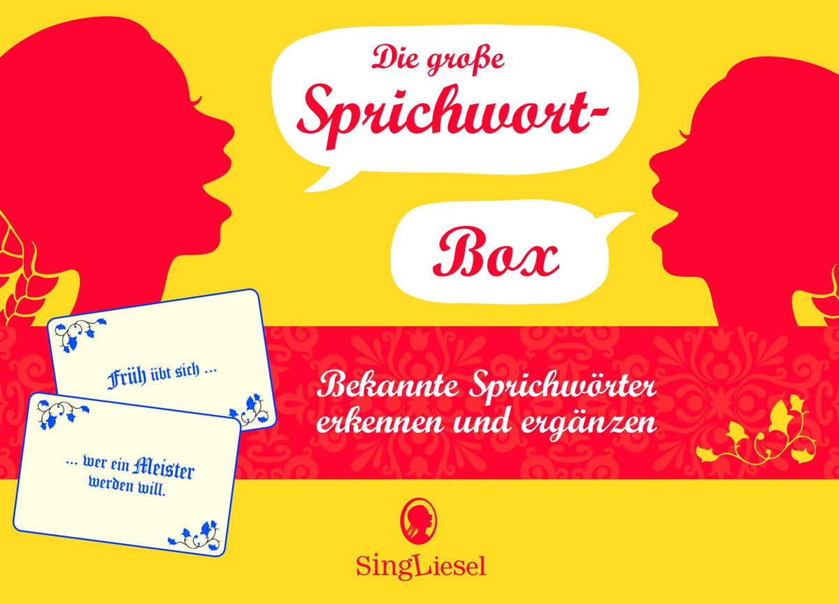 Quizspiel: Die große Sprichwort-Quiz-Box für Senioren. Das Spiel rund um beliebte Sprichwörter für Senioren. Auch mit Demenz. Spiele-Box mit 100 Karten