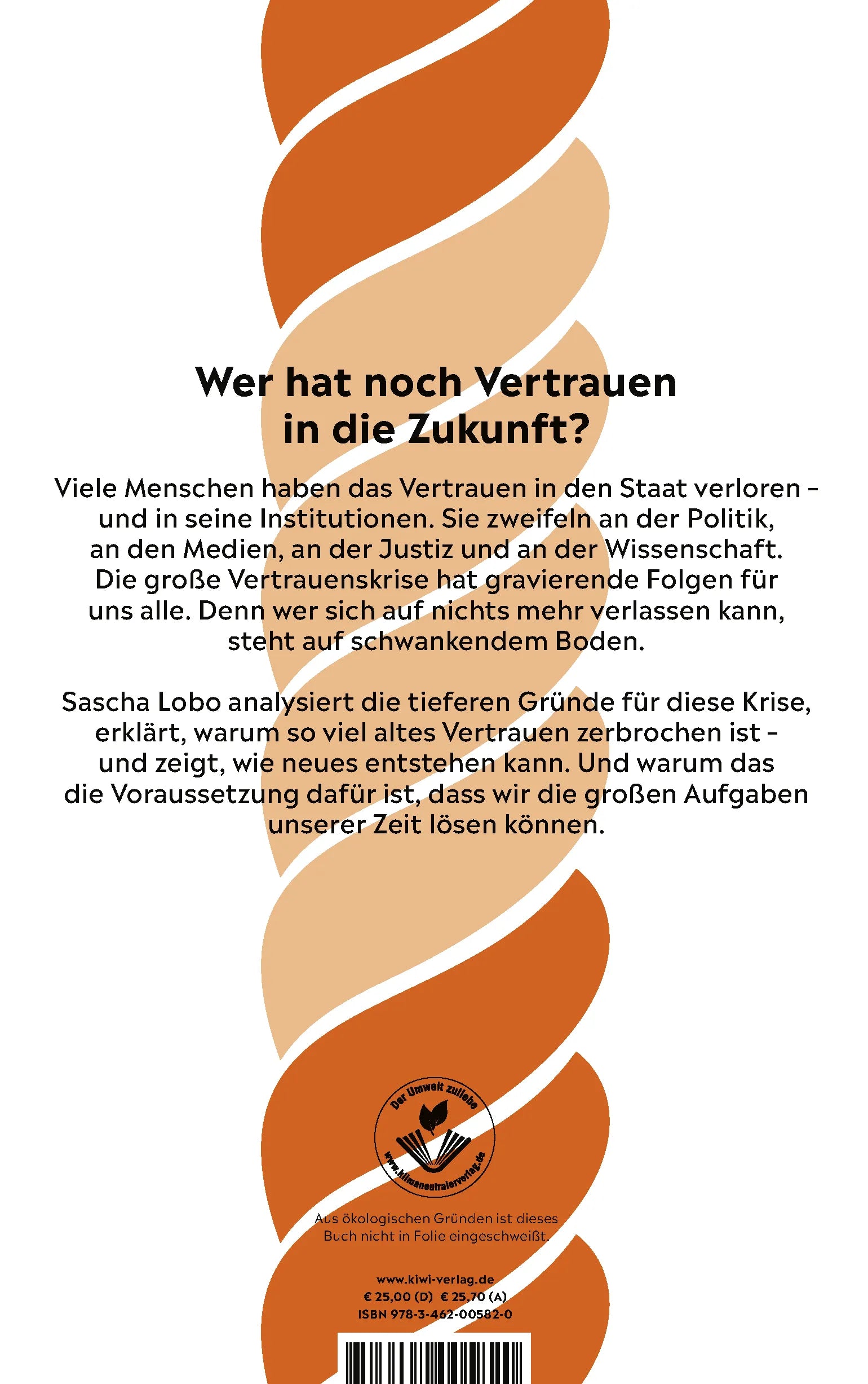Buchrückseite von 'Die große Vertrauenskrise' mit Klappentext - Gebundene Ausgabe