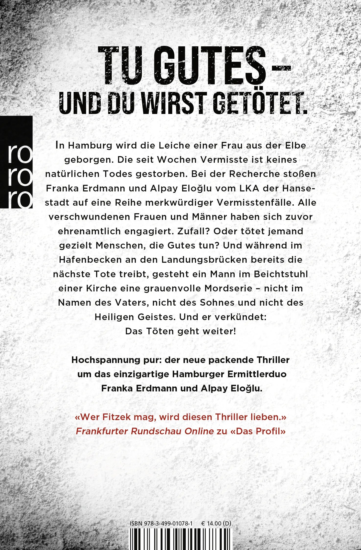 Buchrückseite von 'Die gute Tat' mit Klappentext - Taschenbuch