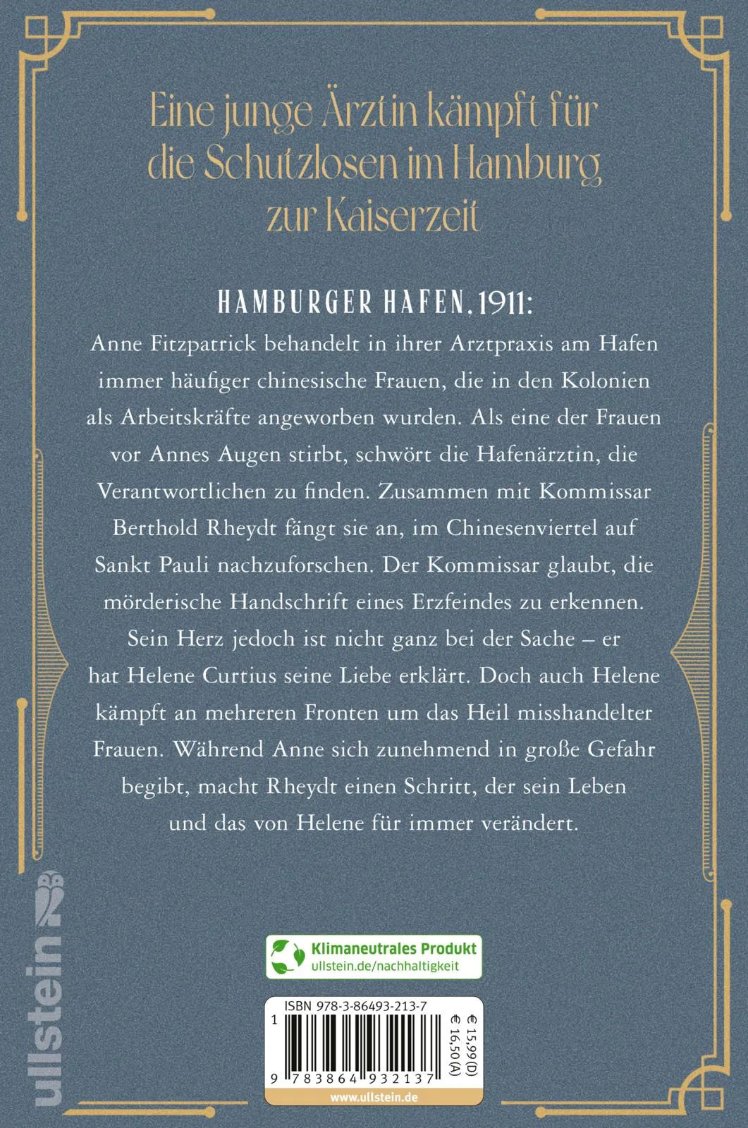 Buchrückseite von 'Die Hafenärztin. Ein Leben für das Recht auf Liebe' mit Klappentext - Paperback