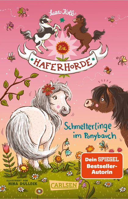 Buchcover von 'Die Haferhorde 4: Schmetterlinge im Ponybauch' - Taschenbuch von Suza Kolb