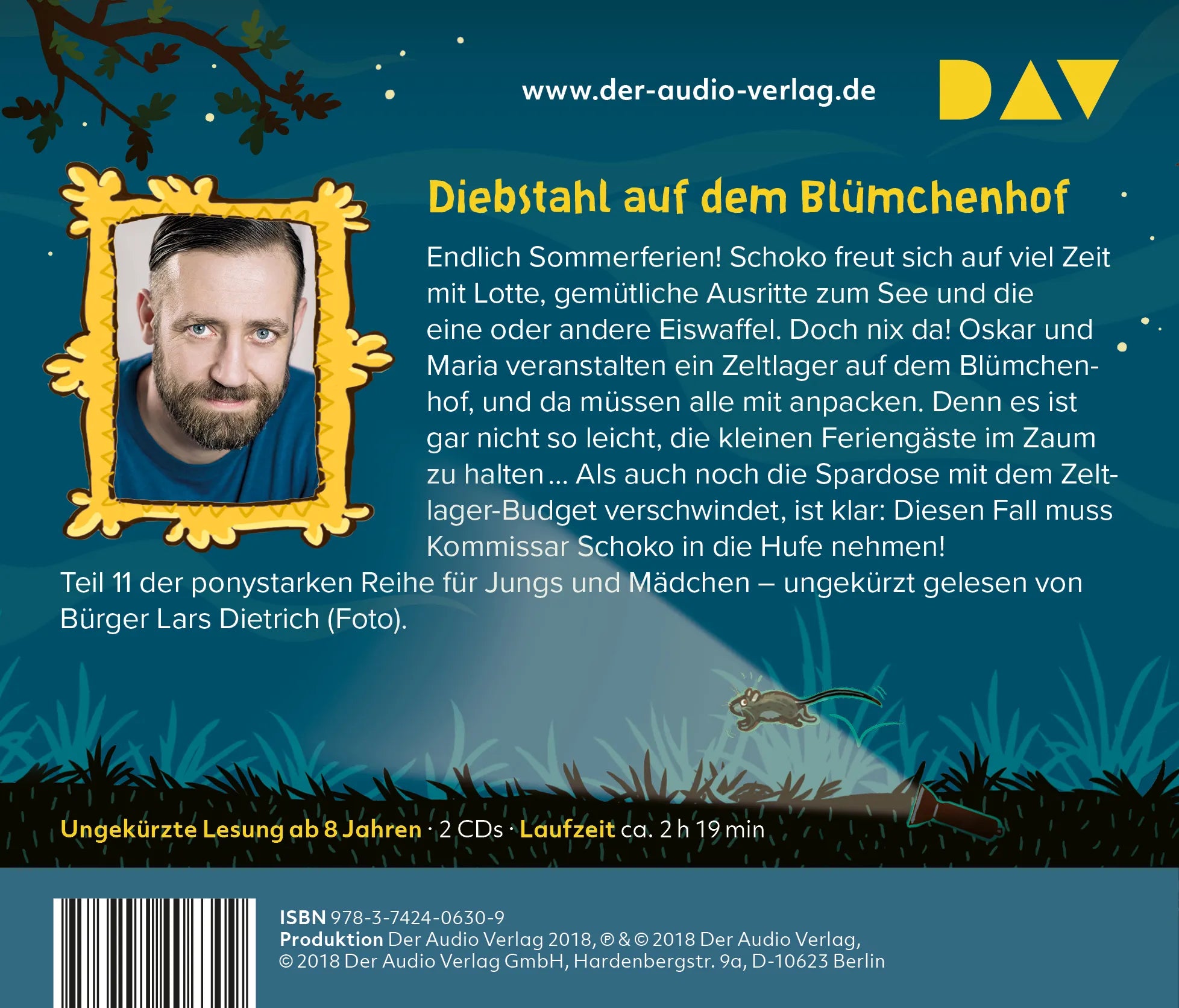 Buchrückseite von 'Die Haferhorde – Teil 11: Eins, zwei, Ponyzei!' mit Klappentext - Hörbuch (CD)