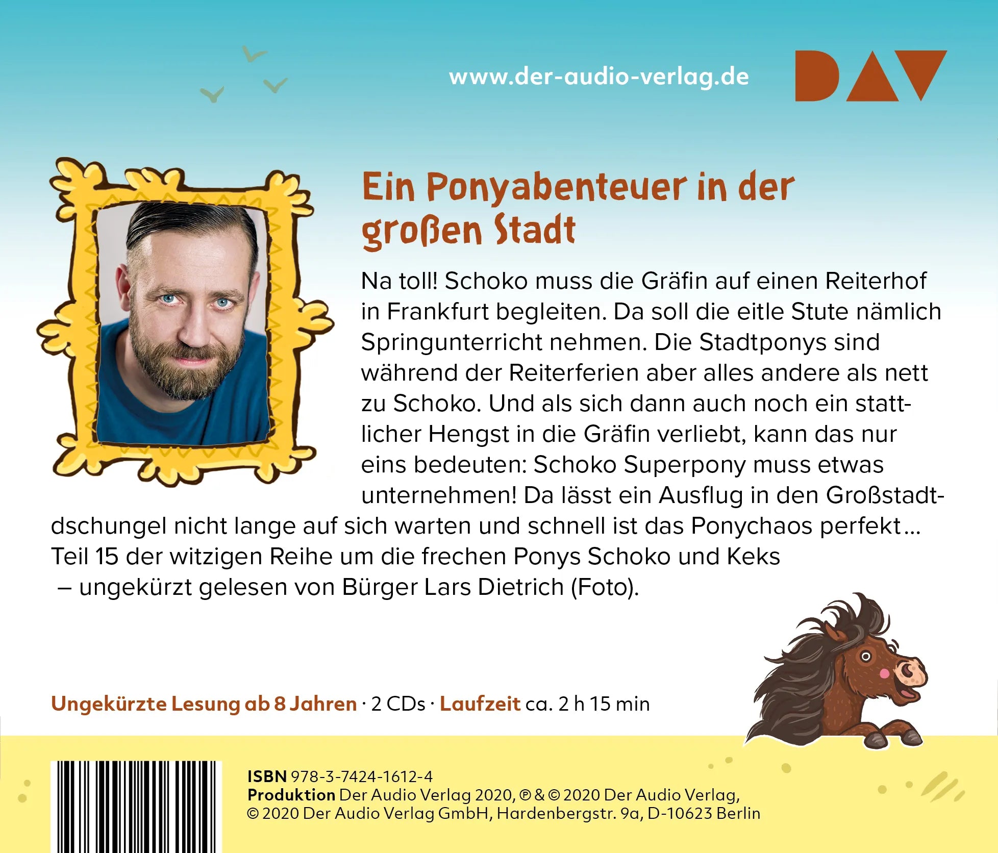 Buchrückseite von 'Die Haferhorde – Teil 15: Volle Ponyfahrt voraus!' mit Klappentext - Hörbuch (CD)