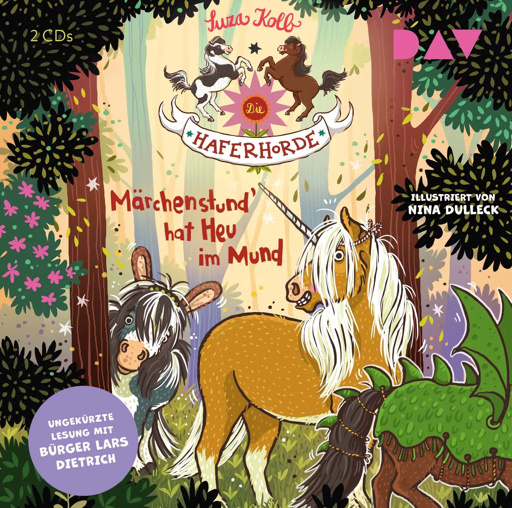 Buchcover von 'Die Haferhorde – Teil 17: Märchenstund‘ hat Heu im Mund' - Hörbuch (CD) von Suza Kolb