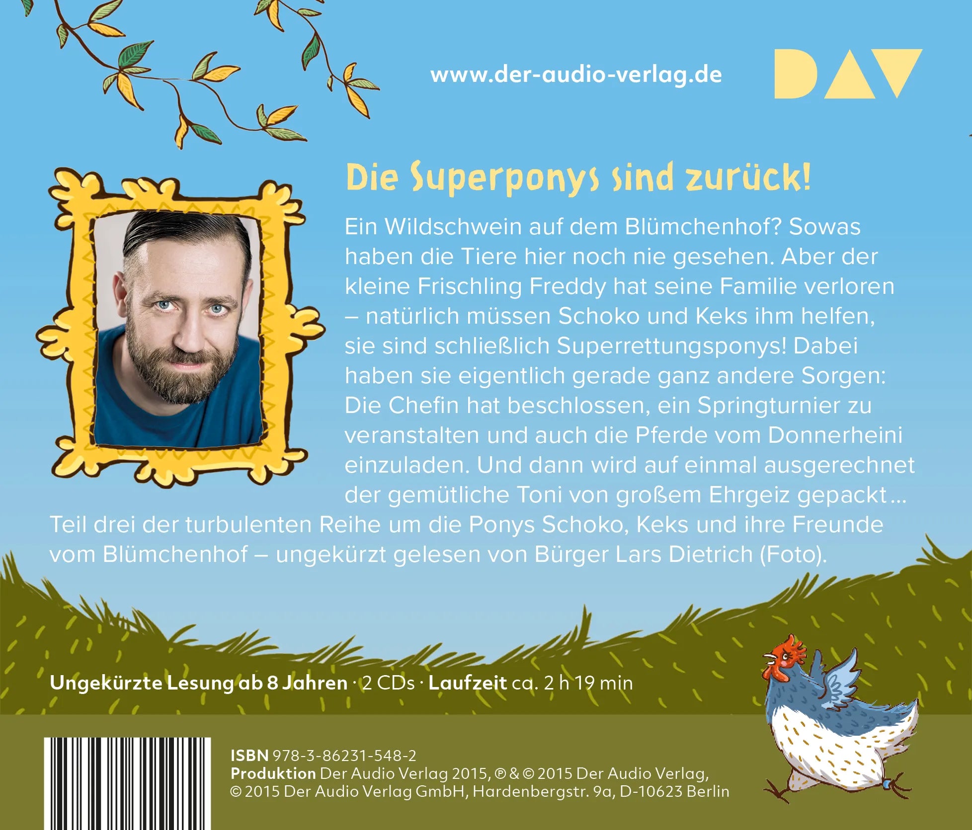 Buchrückseite von 'Die Haferhorde – Teil 3: Immer den Nüstern nach!' mit Klappentext - Hörbuch (CD)