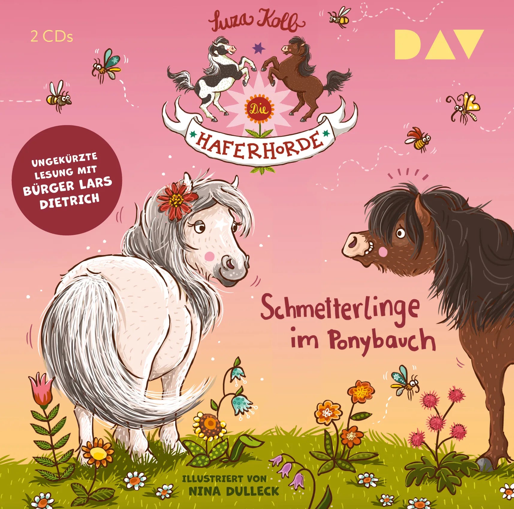 Buchcover von 'Die Haferhorde – Teil 4: Schmetterlinge im Ponybauch' - Hörbuch (CD) von Suza Kolb