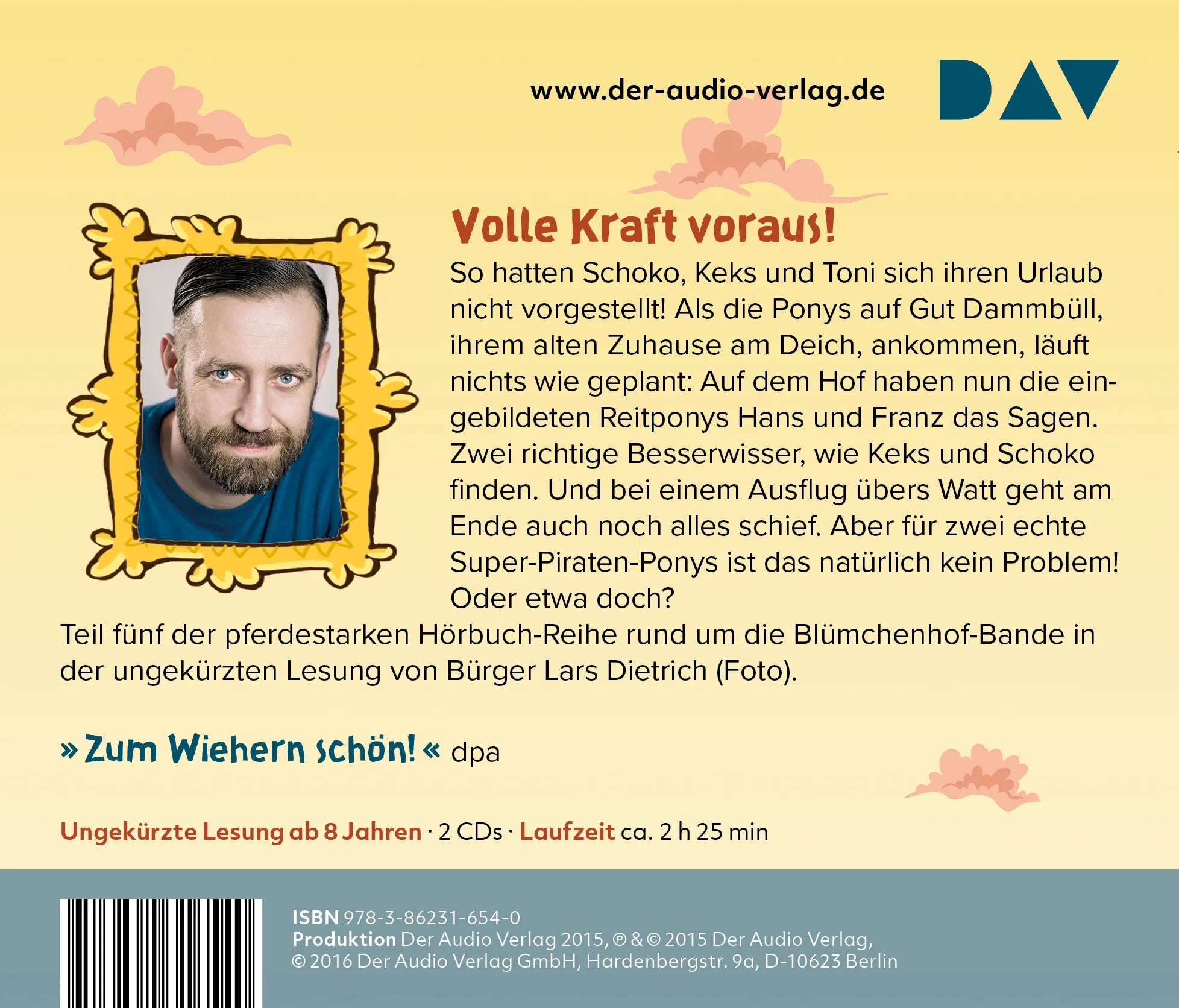 Buchrückseite von 'Die Haferhorde – Teil 5: Stallpiraten ahoi!' mit Klappentext - Hörbuch (CD)