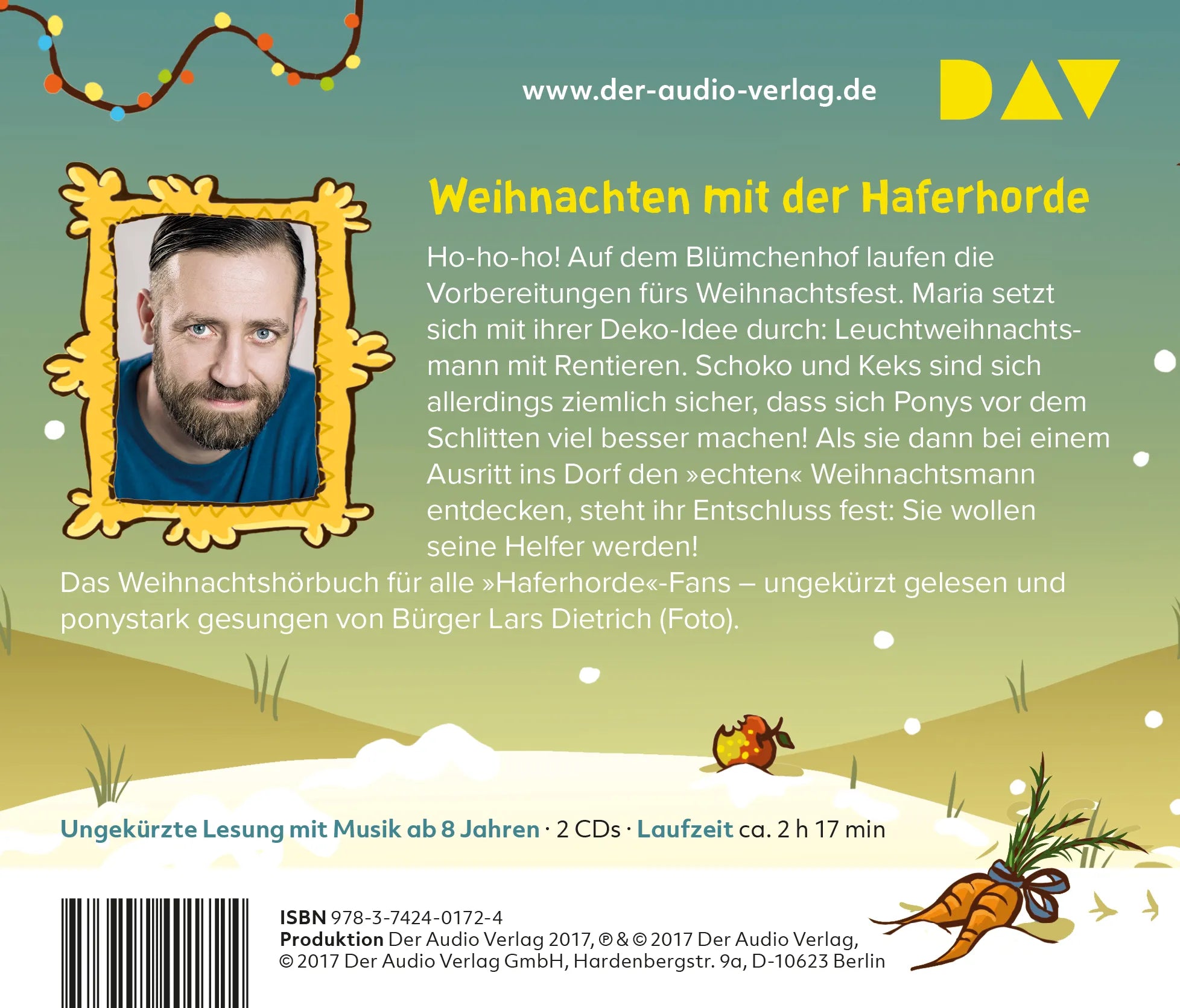 Buchrückseite von 'Die Haferhorde – Teil 9: Süßer die Hufe nie klingen' mit Klappentext - Hörbuch (CD)