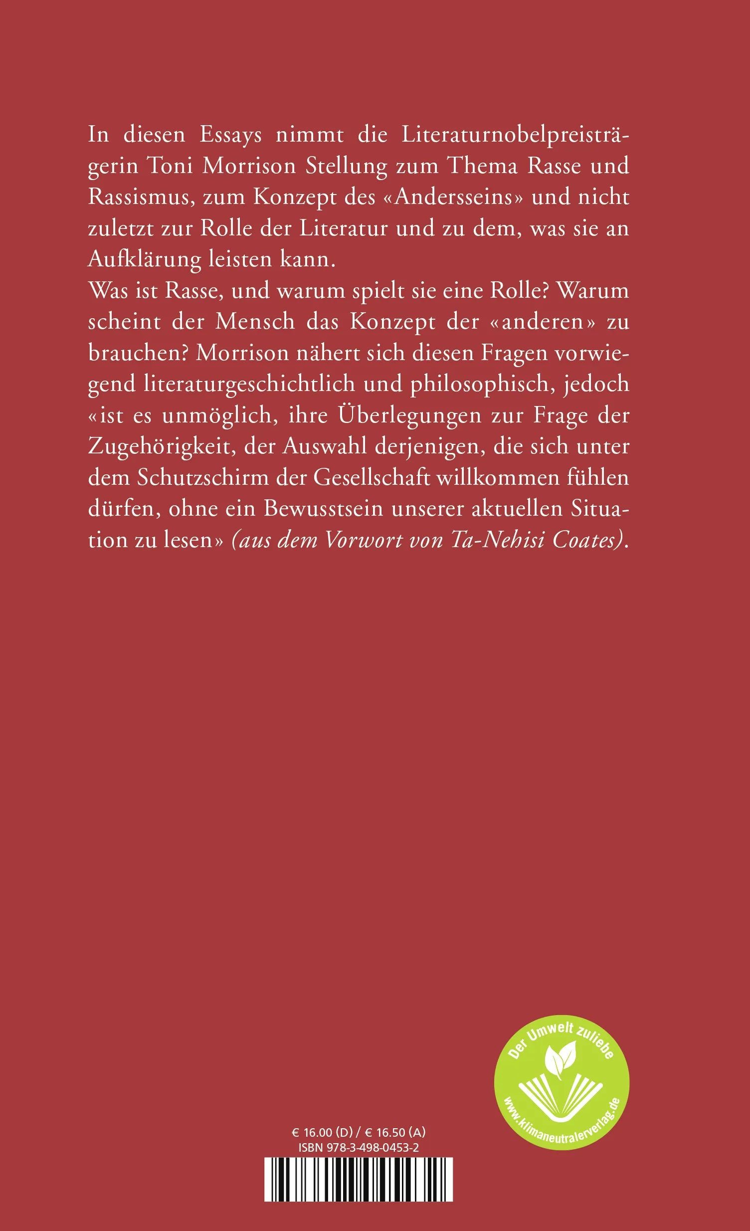 Buchrückseite von 'Die Herkunft der anderen' mit Klappentext - Gebundene Ausgabe
