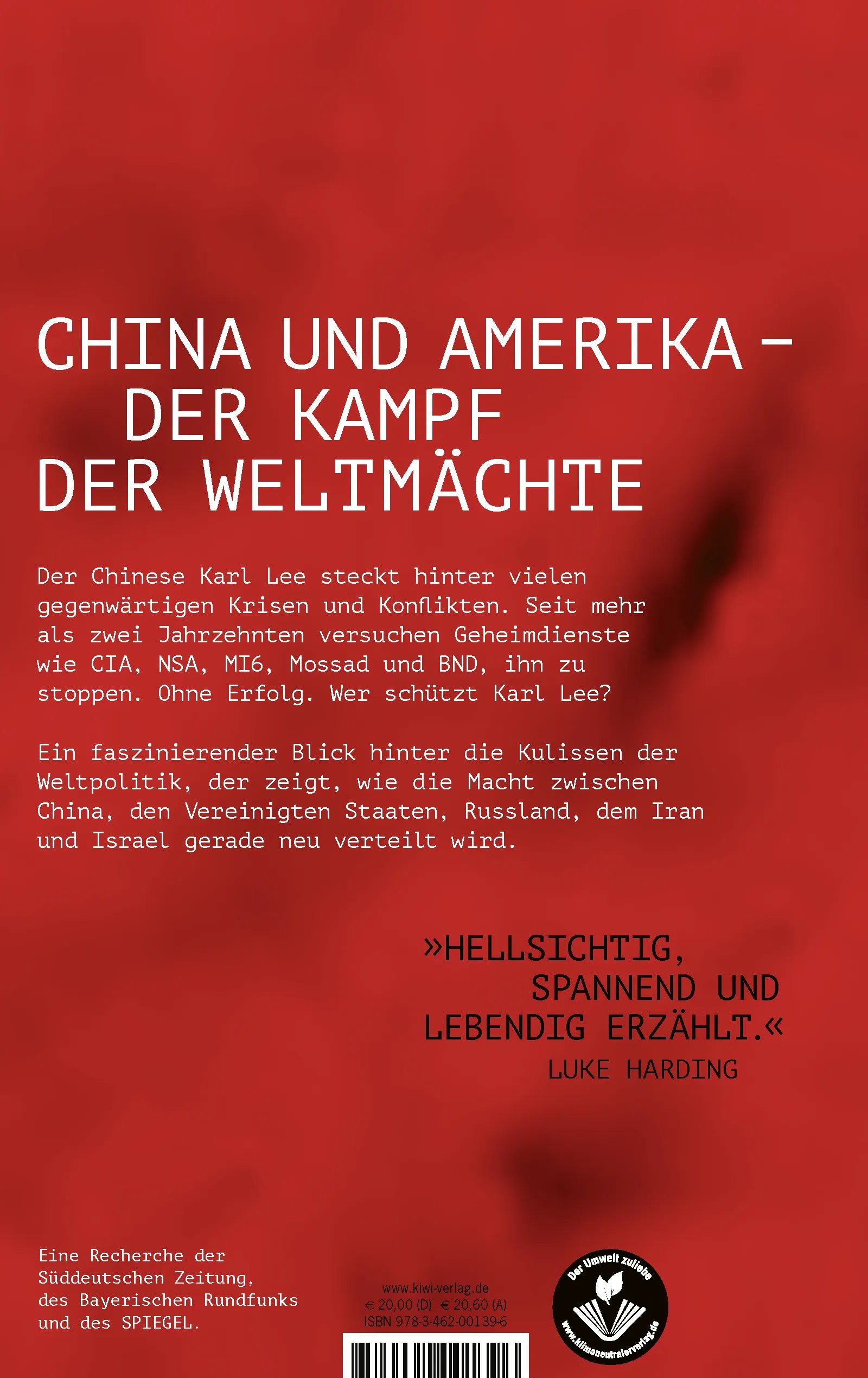 Buchrückseite von 'Die Jagd auf das chinesische Phantom' mit Klappentext - Paperback