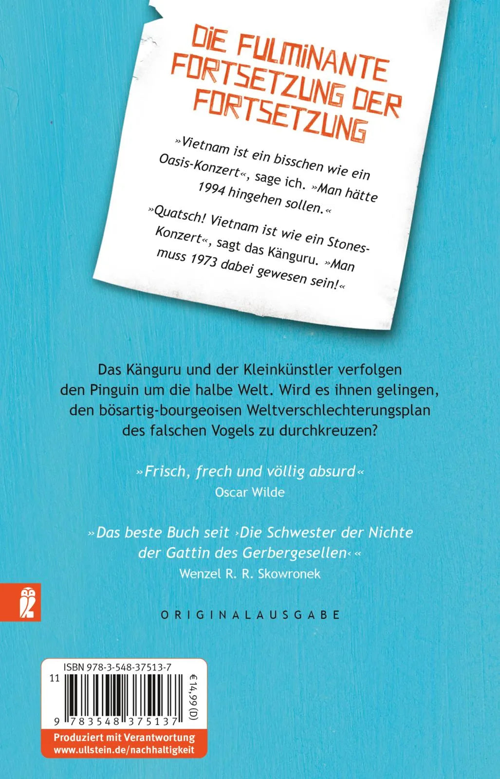 Buchrückseite von 'Die Känguru-Offenbarung' mit Klappentext - Taschenbuch