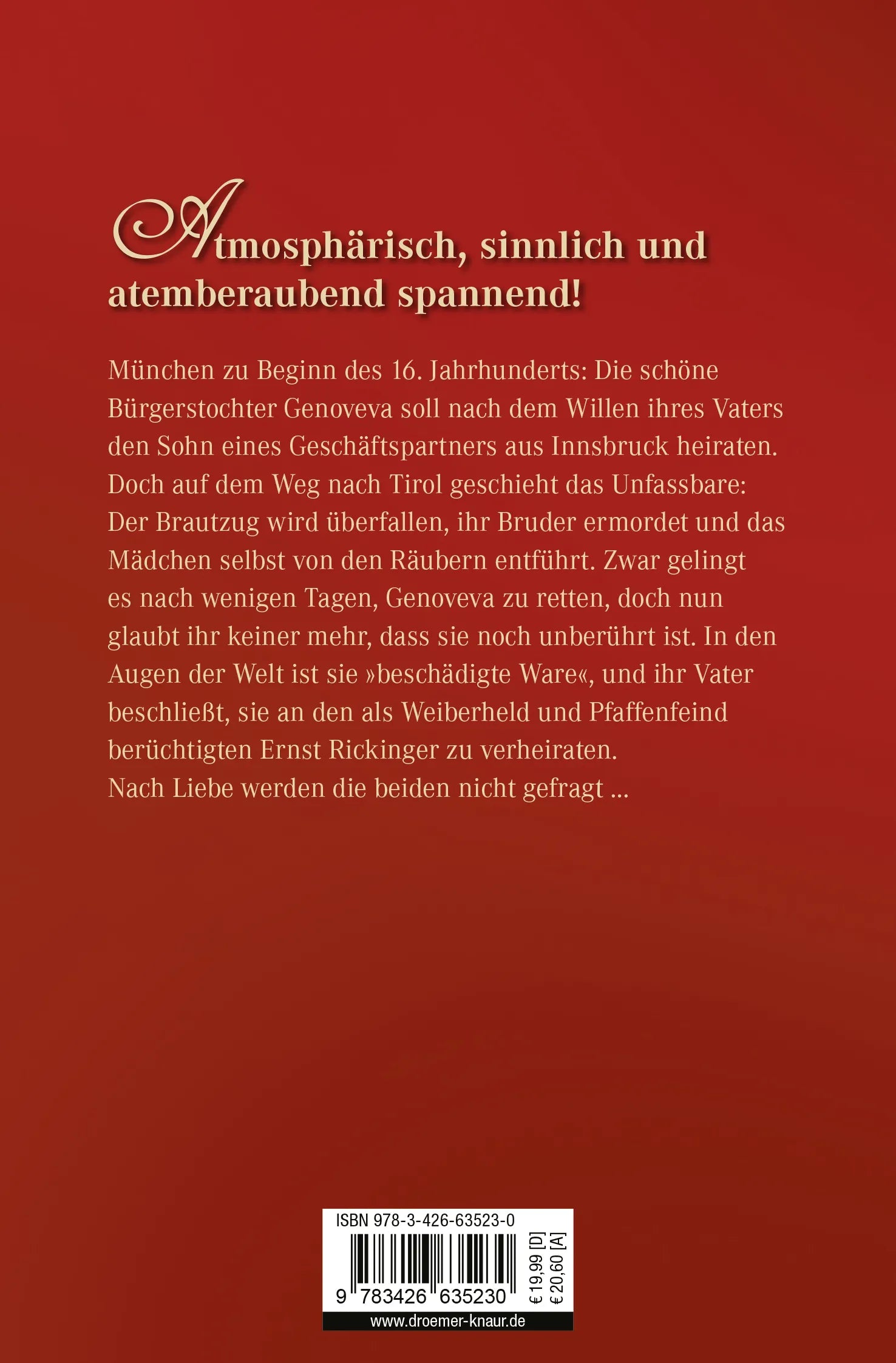 Buchrückseite von 'Die Ketzerbraut' mit Klappentext - Taschenbuch