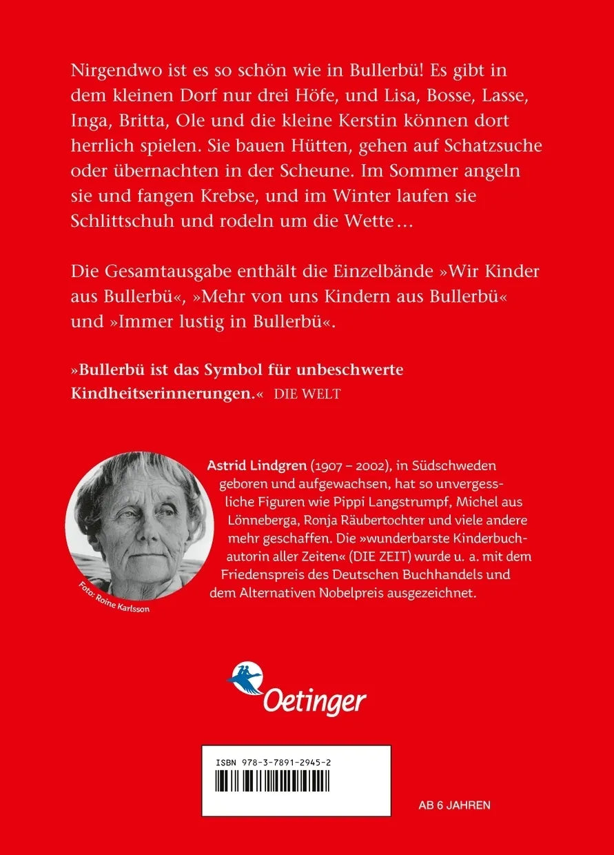 Buchrückseite von 'Die Kinder aus Bullerbü. Gesamtausgabe' mit Klappentext - Gebundene Ausgabe