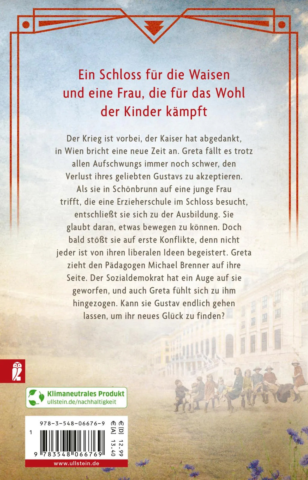 Buchrückseite von 'Die Kinder von Schönbrunn' mit Klappentext - Taschenbuch