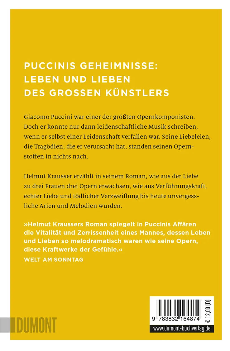 Buchrückseite von 'Die kleinen Gärten des Maestro Puccini' mit Klappentext - Taschenbuch