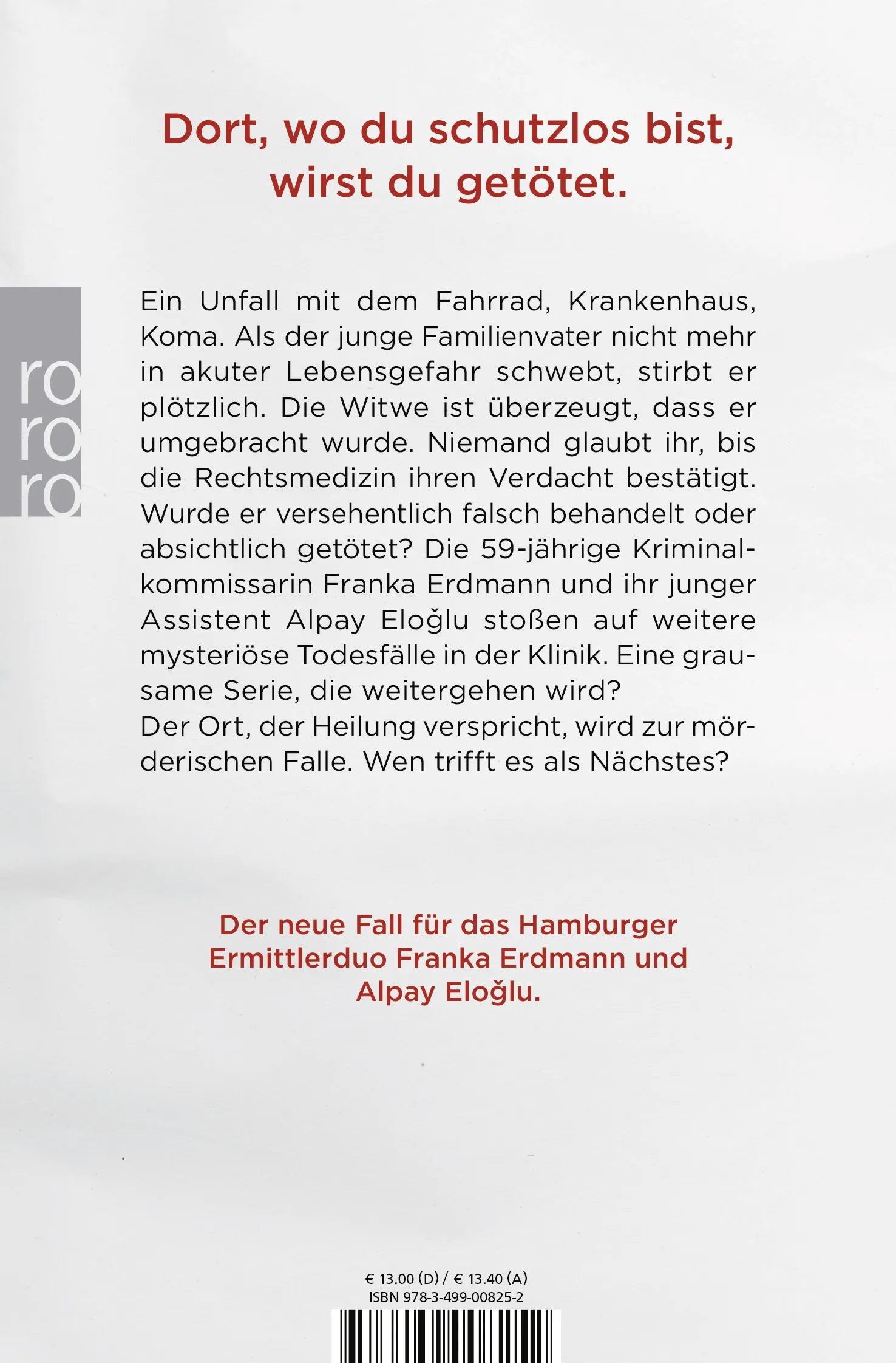 Buchrückseite von 'Die Klinik' mit Klappentext - Taschenbuch