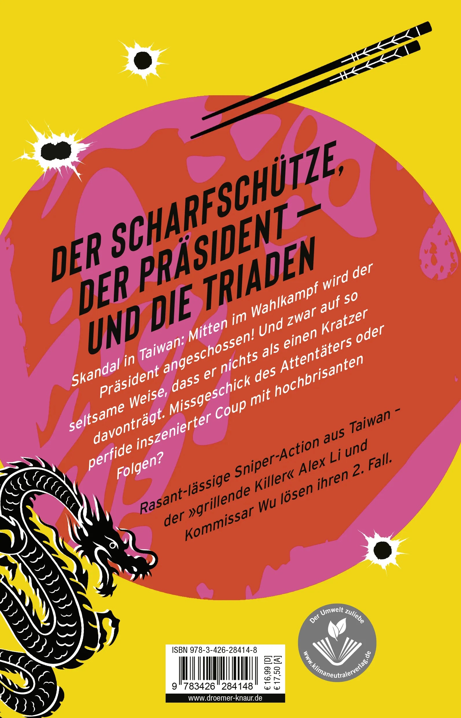 Buchrückseite von 'Die Kugeln des Bösen' mit Klappentext - Paperback