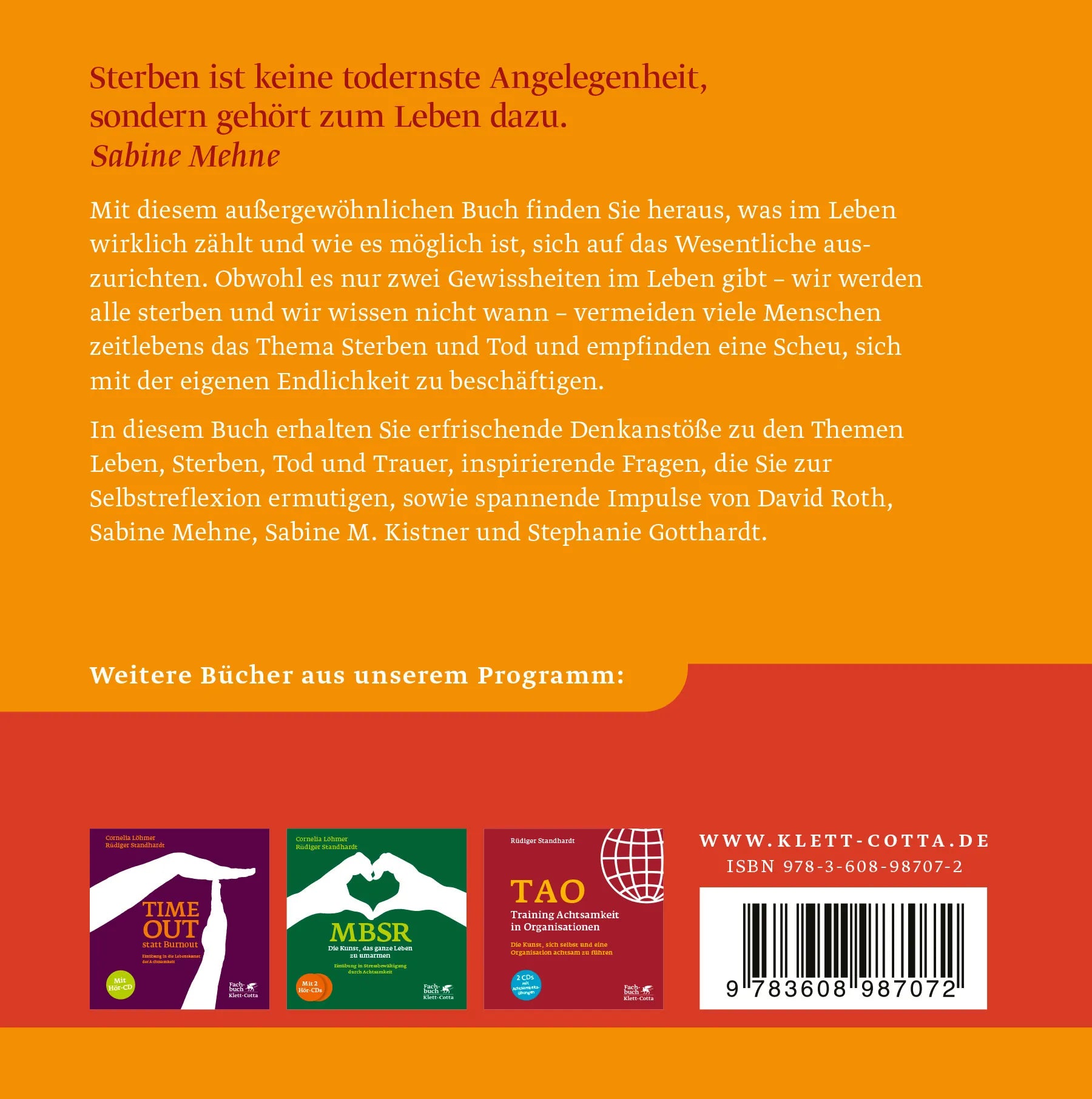 Buchrückseite von 'Die Kunst, den Tod ins Leben einzuladen' mit Klappentext - Gebundene Ausgabe