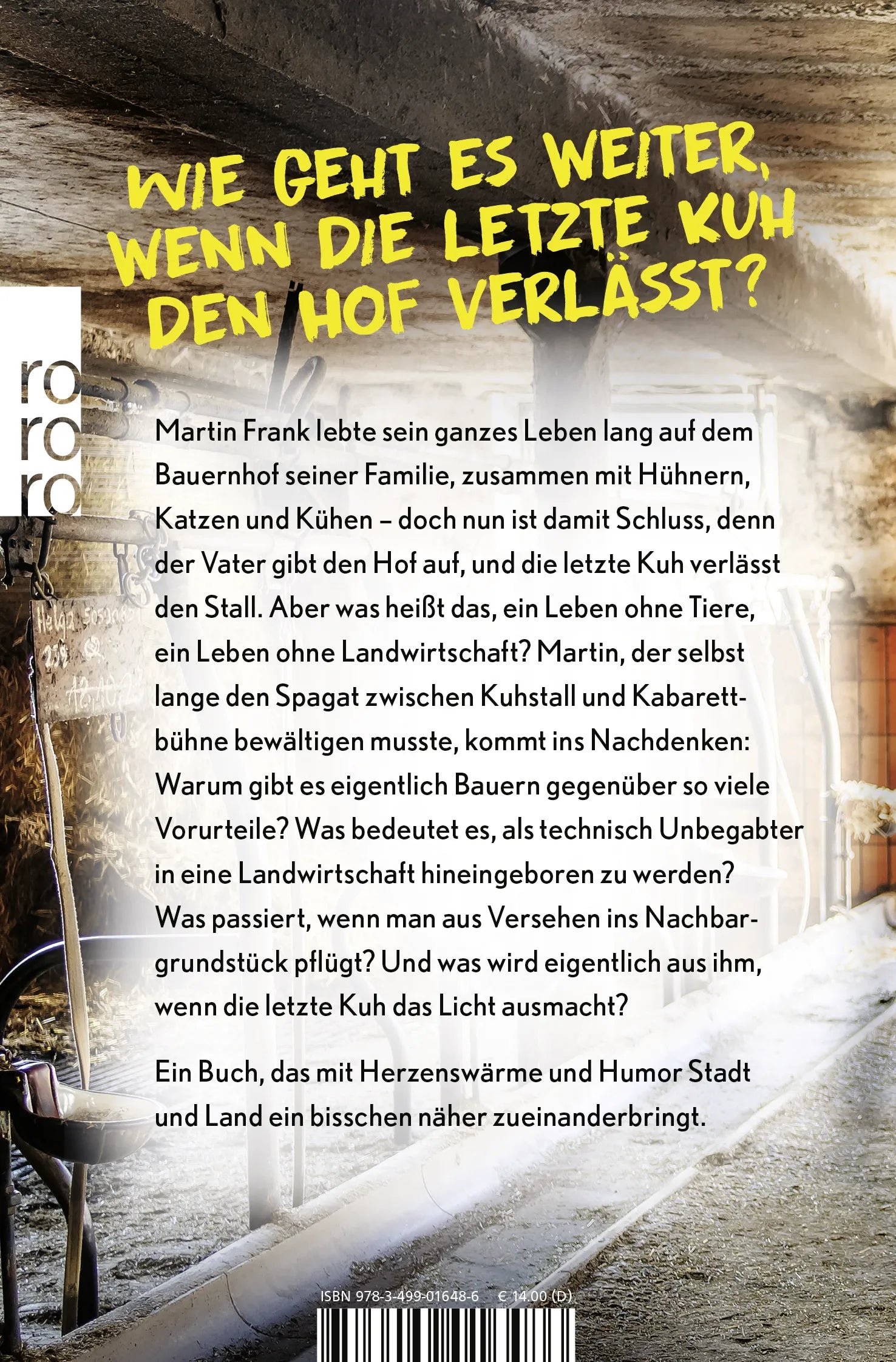 Buchrückseite von 'Die Letzte macht das Licht aus' mit Klappentext - Taschenbuch