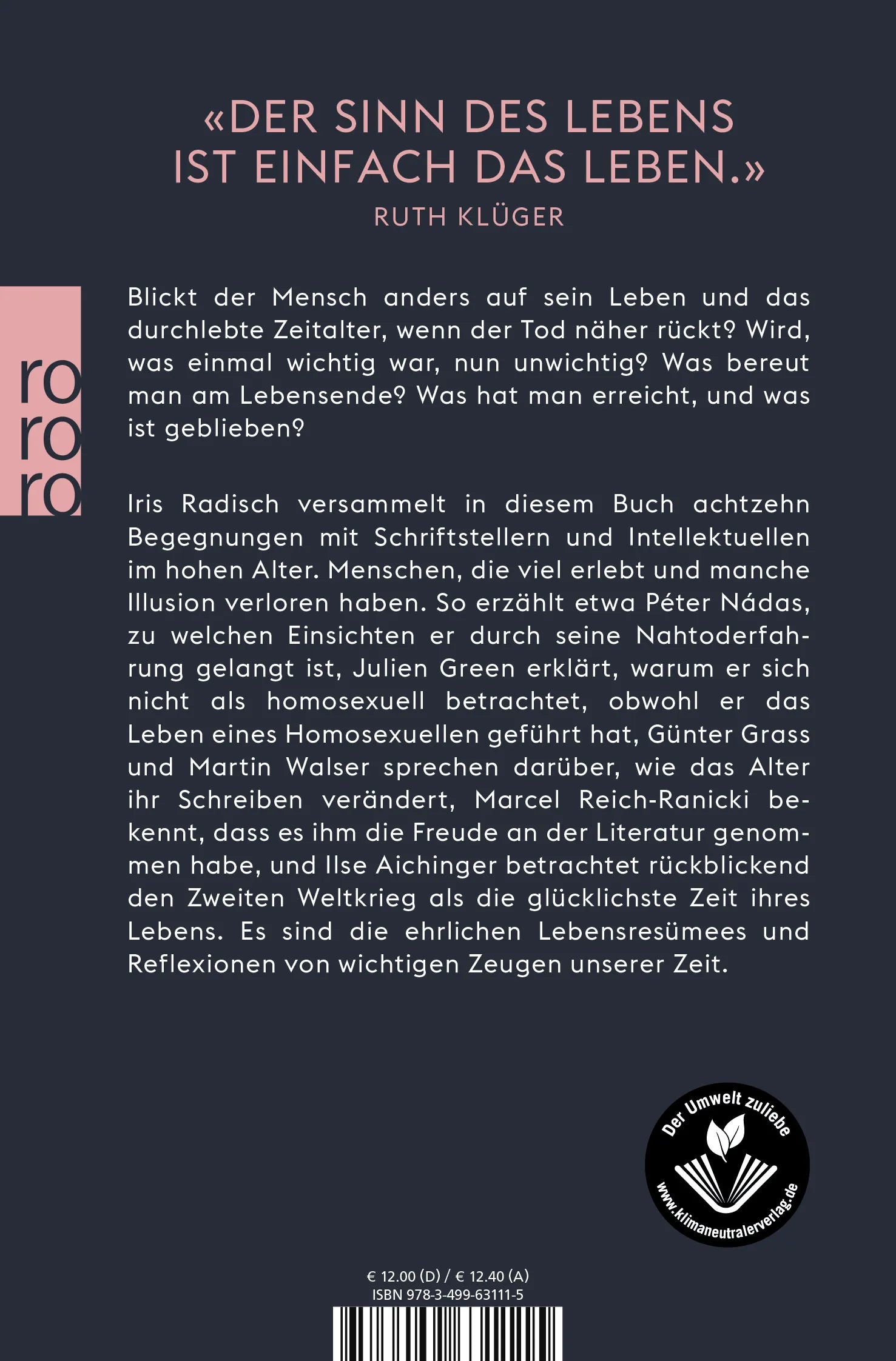 Buchrückseite von 'Die letzten Dinge' mit Klappentext - Taschenbuch