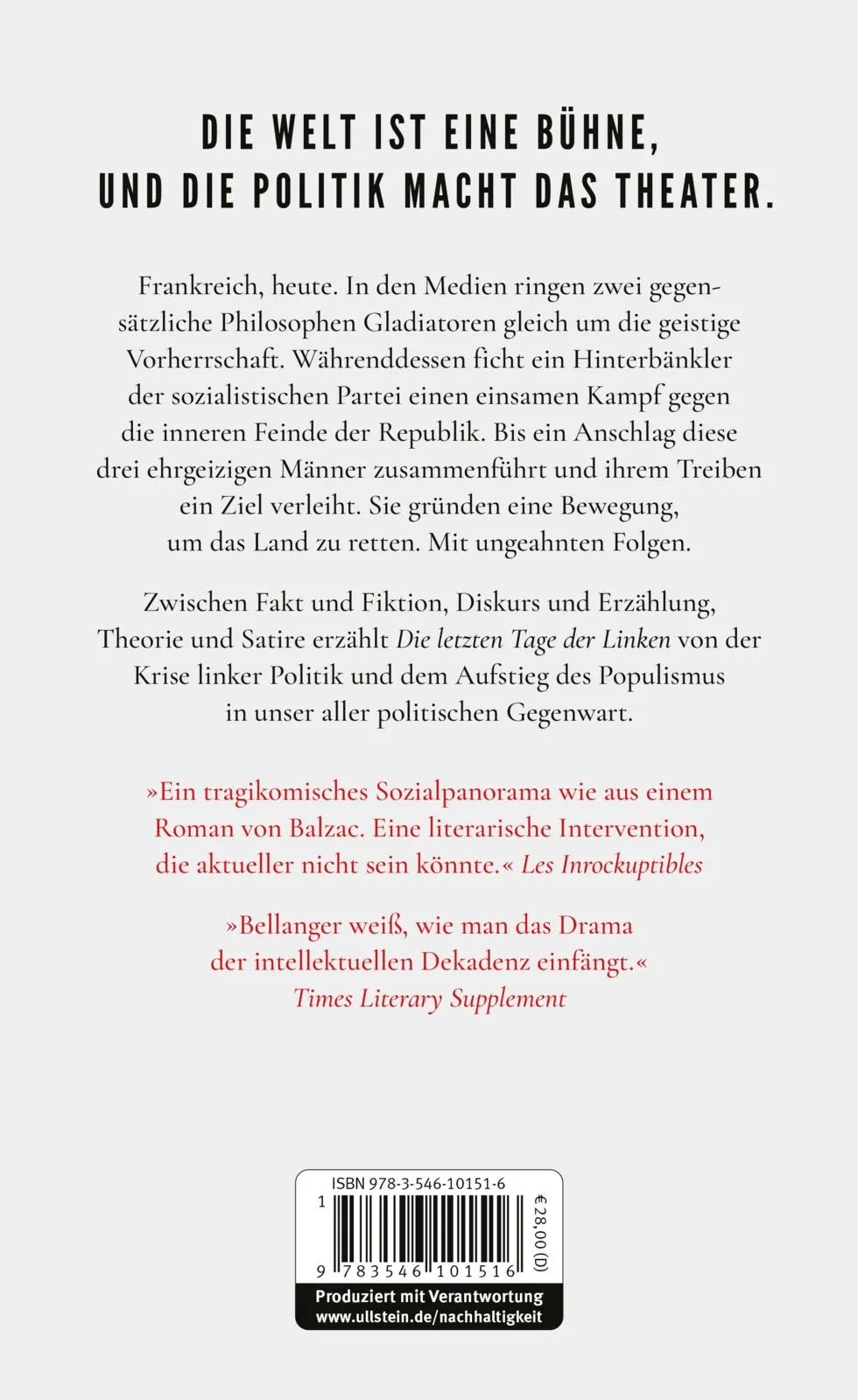 Buchrückseite von 'Die letzten Tage der Linken' mit Klappentext - Gebundene Ausgabe