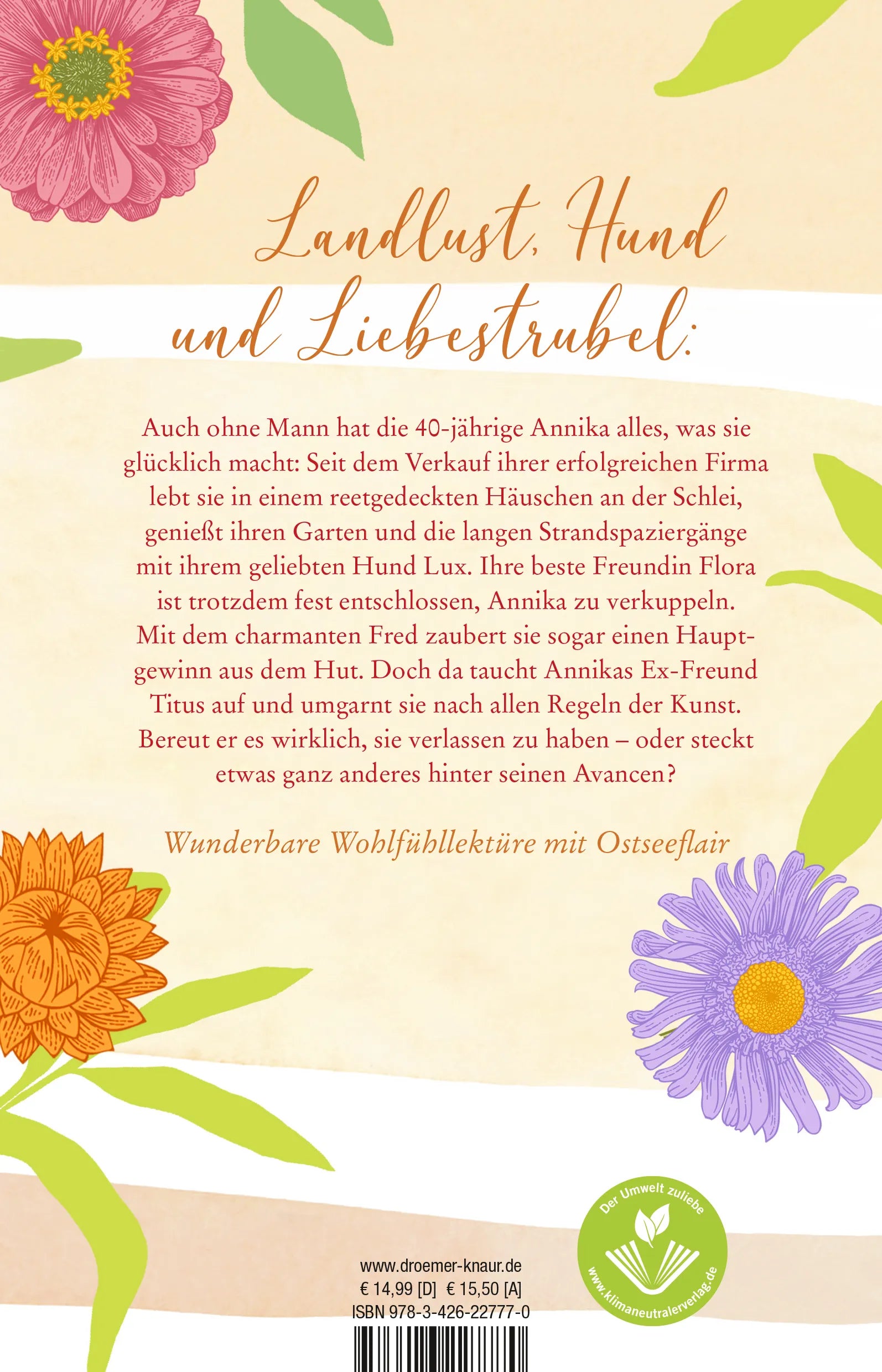 Buchrückseite von 'Die Liebe braucht ein ganzes Dorf' mit Klappentext - Paperback